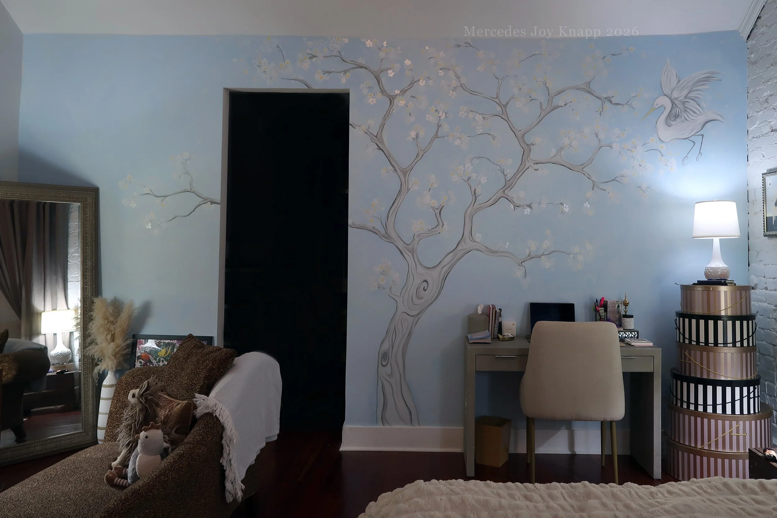 Chinoiserie Cherry Tree and Egret 2026