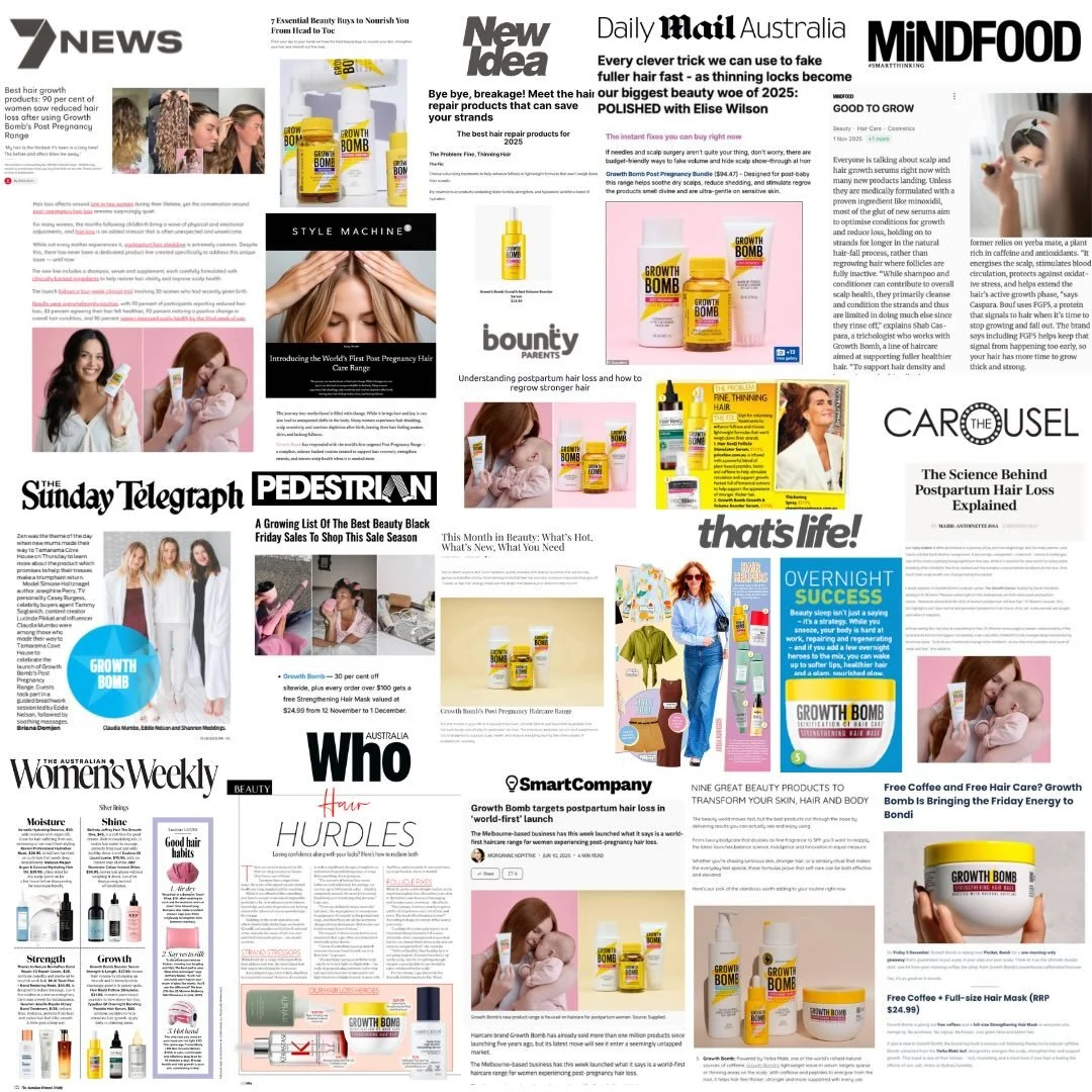 CLIENT PRESS SNAPSHOT:
A snapshot of just some of the amazing media coverage we secured for our client @growth_bomb 

From publications like 7News, Daily Mail Australia, and The Daily Telegraph to The Australian Women&rsquo;s Weekly, Who Magazine, an
