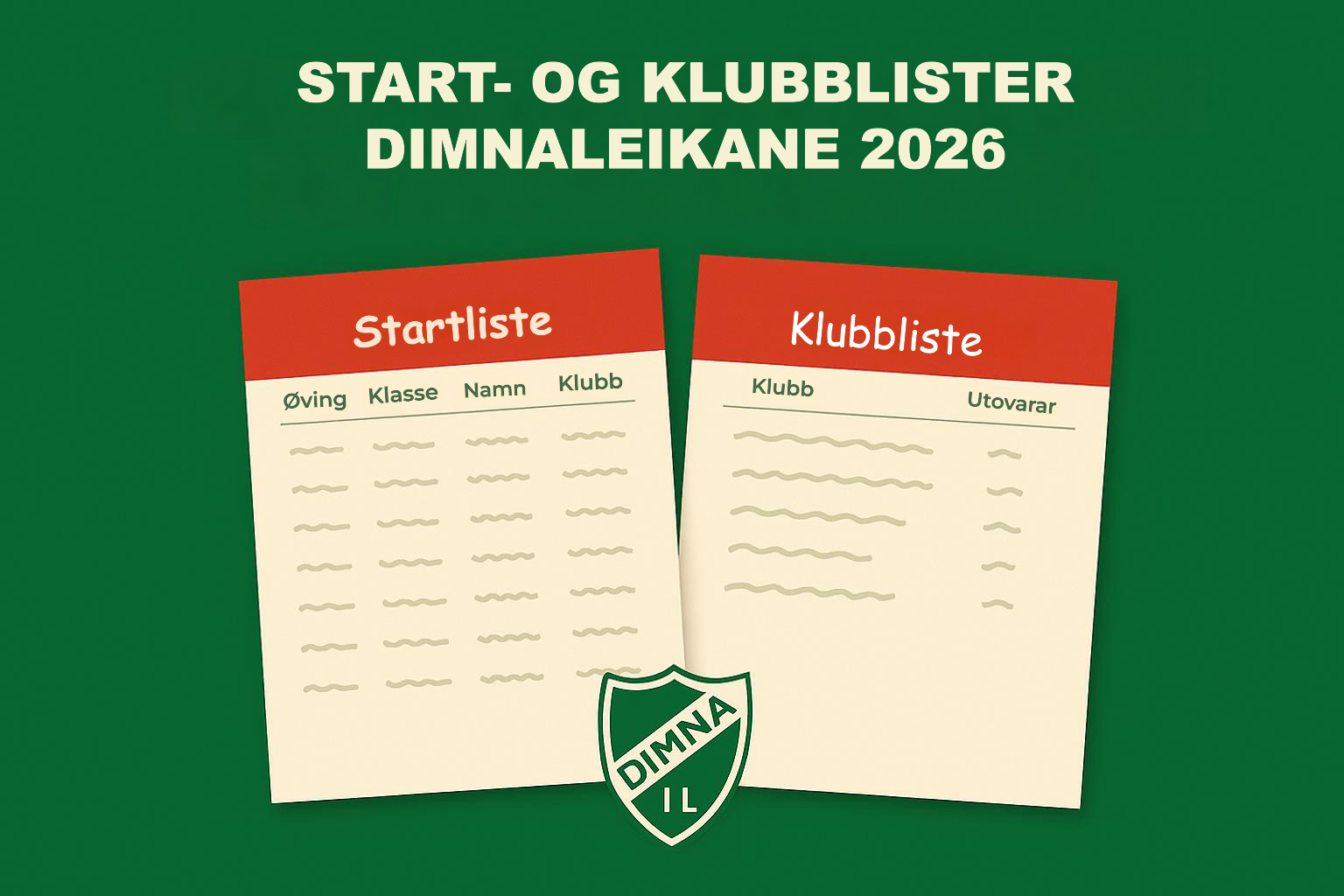 Start- og klubbliste Dimnaleikane