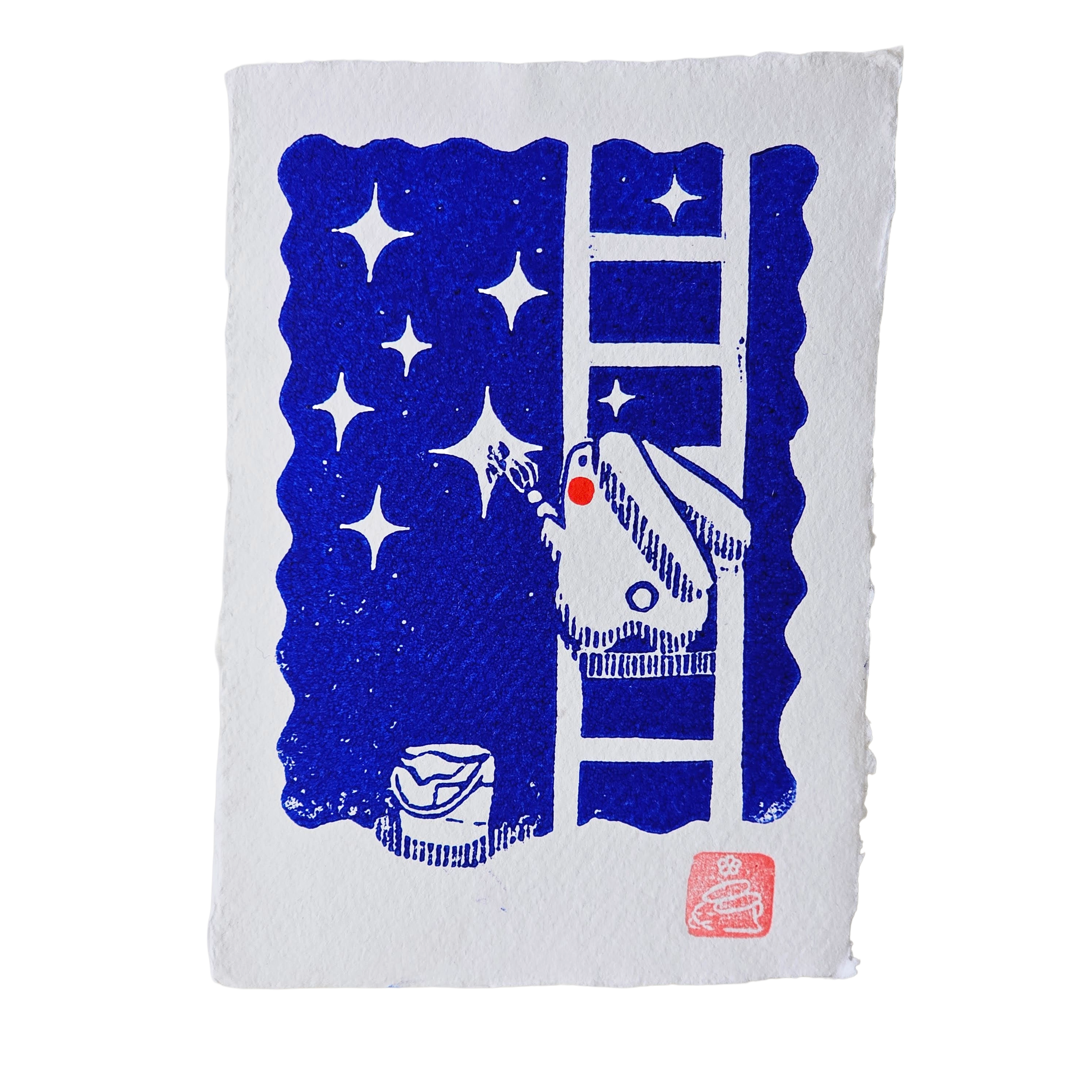 Painting Stars Small Lino Print