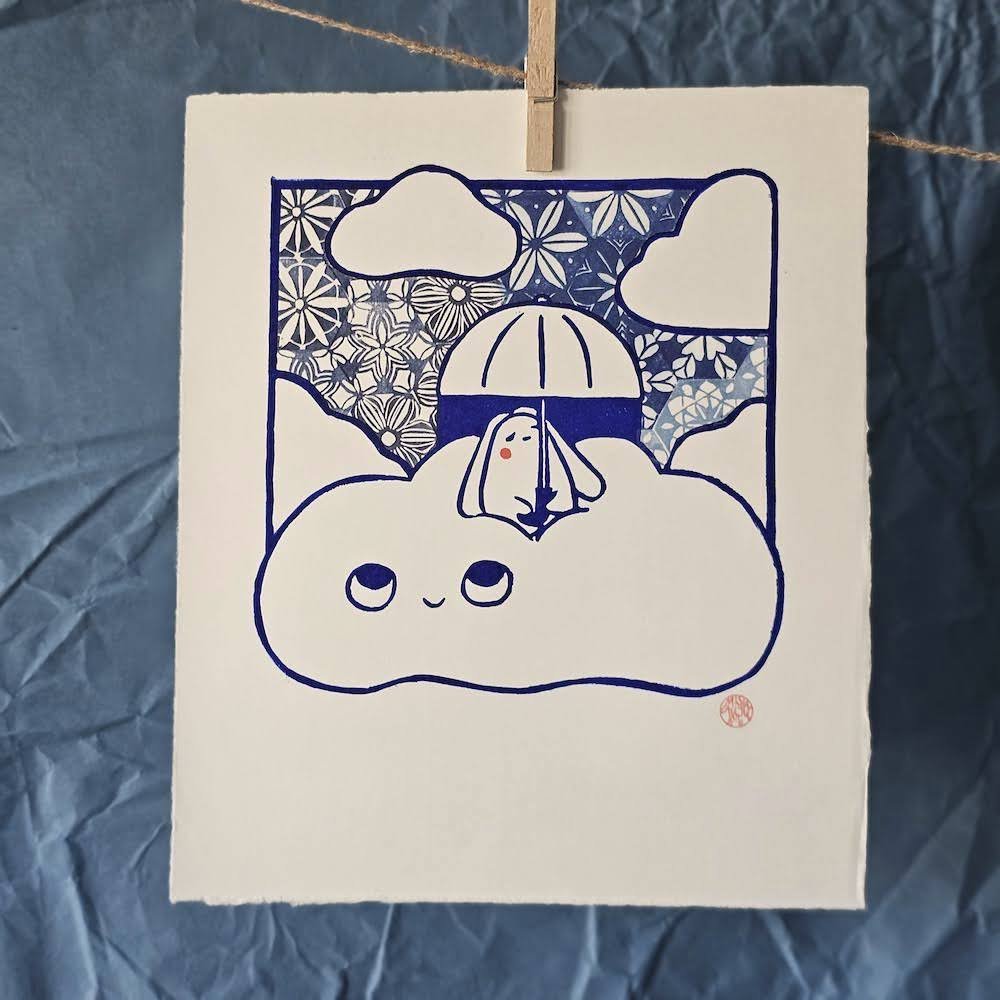 To Enjoy Stamped Lino Print