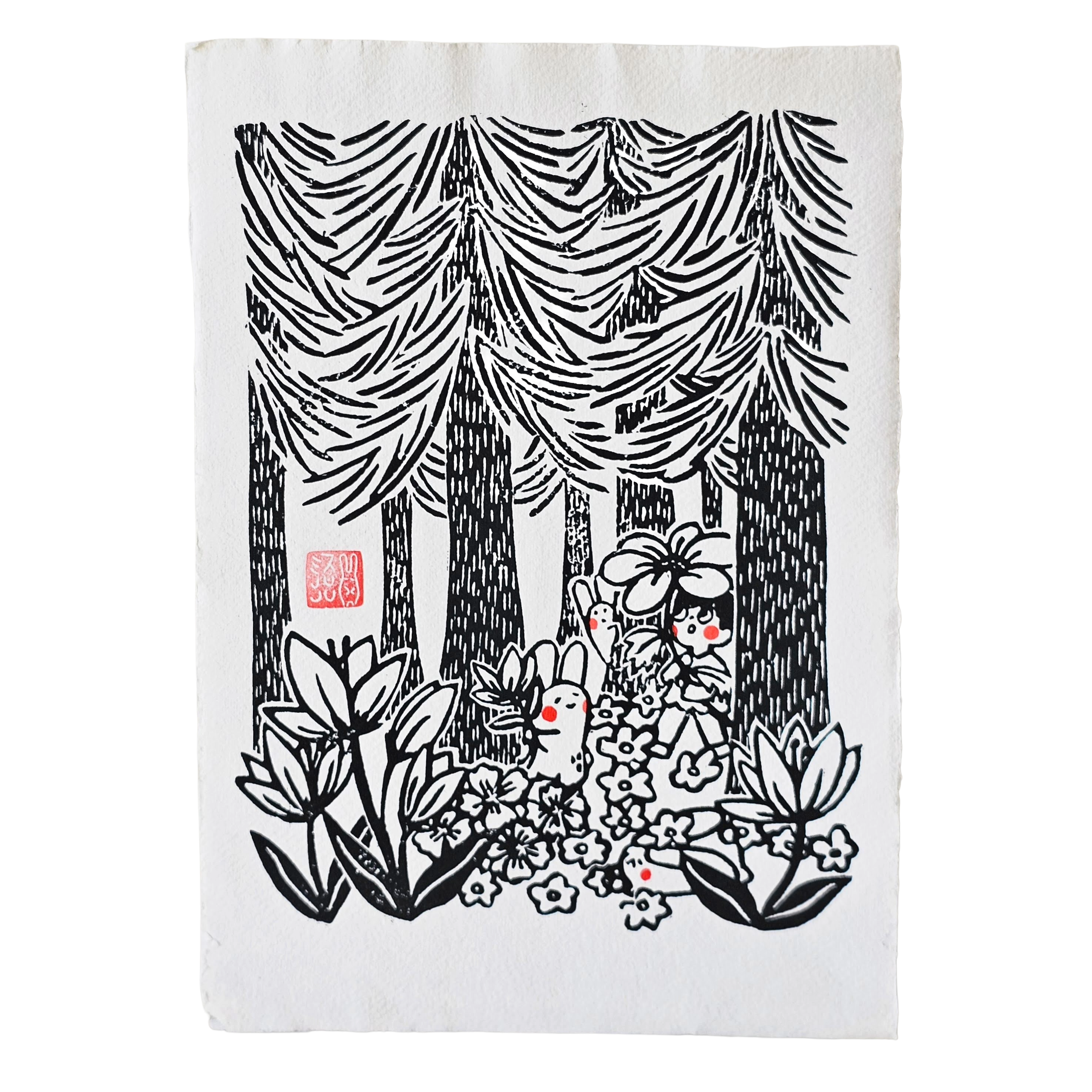 Flower Parade A4 Lino Print