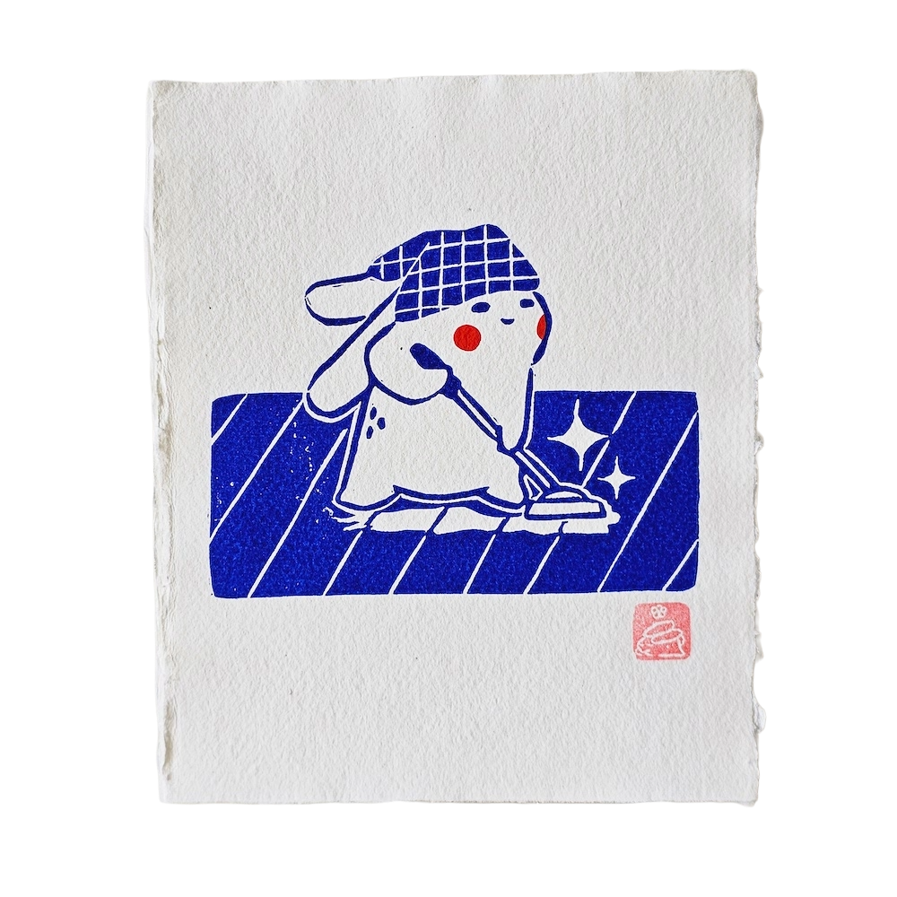 Cleaning Square Lino Print