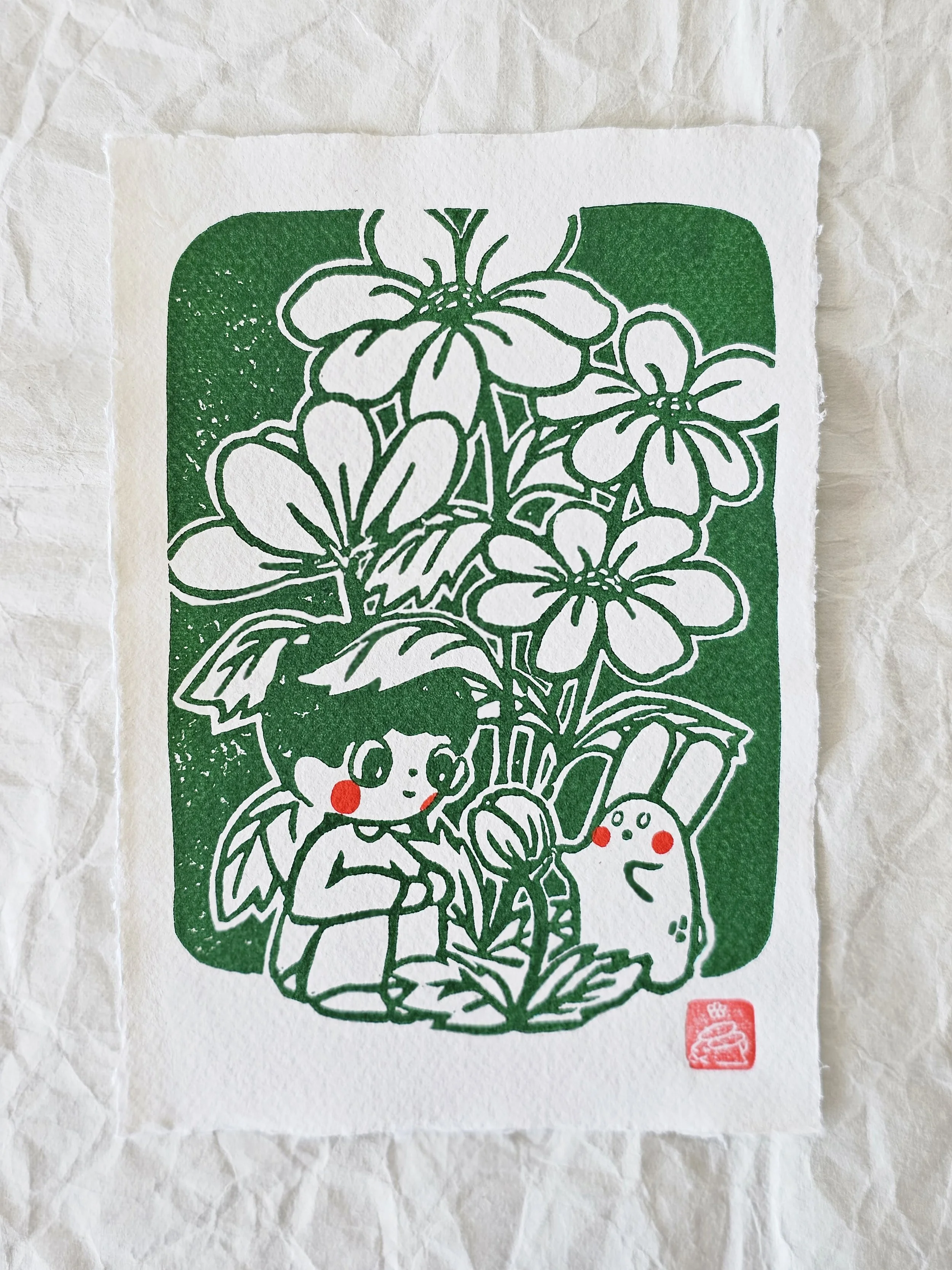 Growing A5 Lino Print