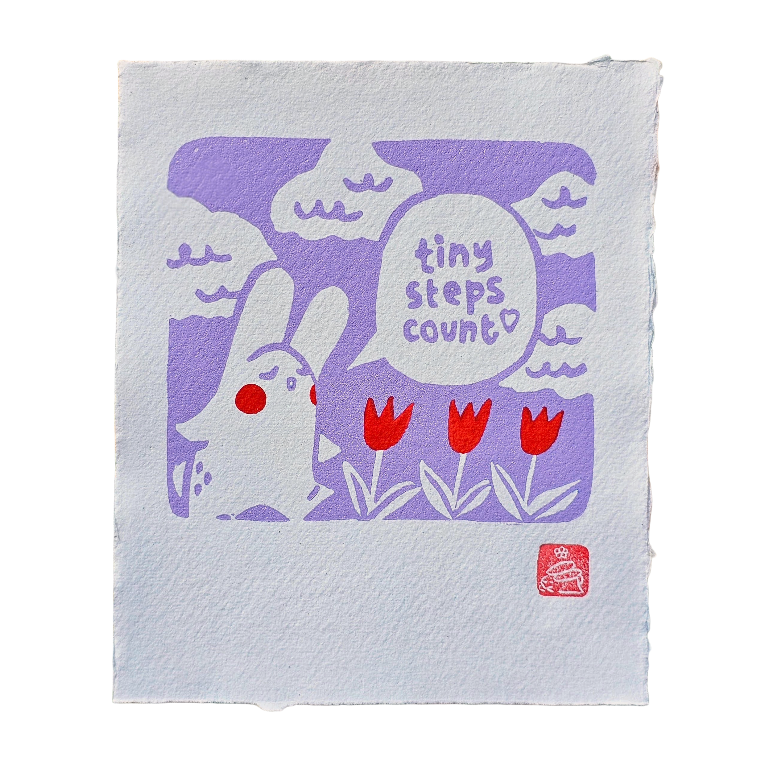Tiny Steps Count Square Lino Print