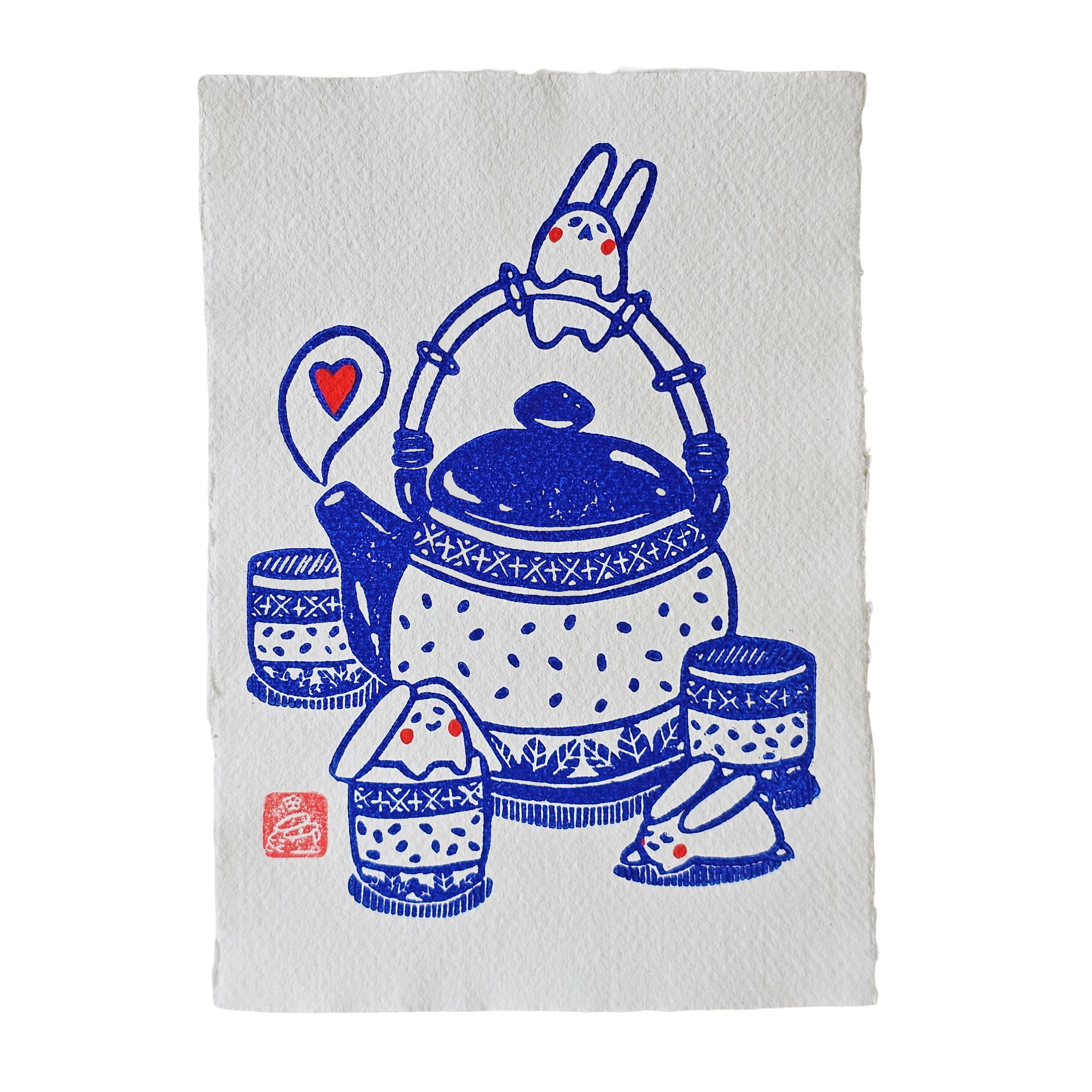 Tea Set A5 Lino Print