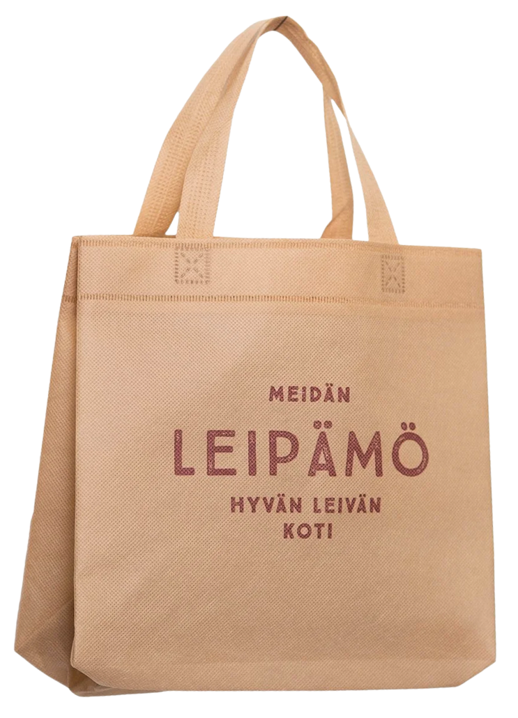  
 Asiakas:  
Lantmännen Unibake Leipämö
 
 Tuote: 
Asiakkaan toiveiden mukainen kassi, joka muistuttaa paperikassia. Kassit valmisti Baltiassa sijaitseva yhteistyötehtaamme.
 
