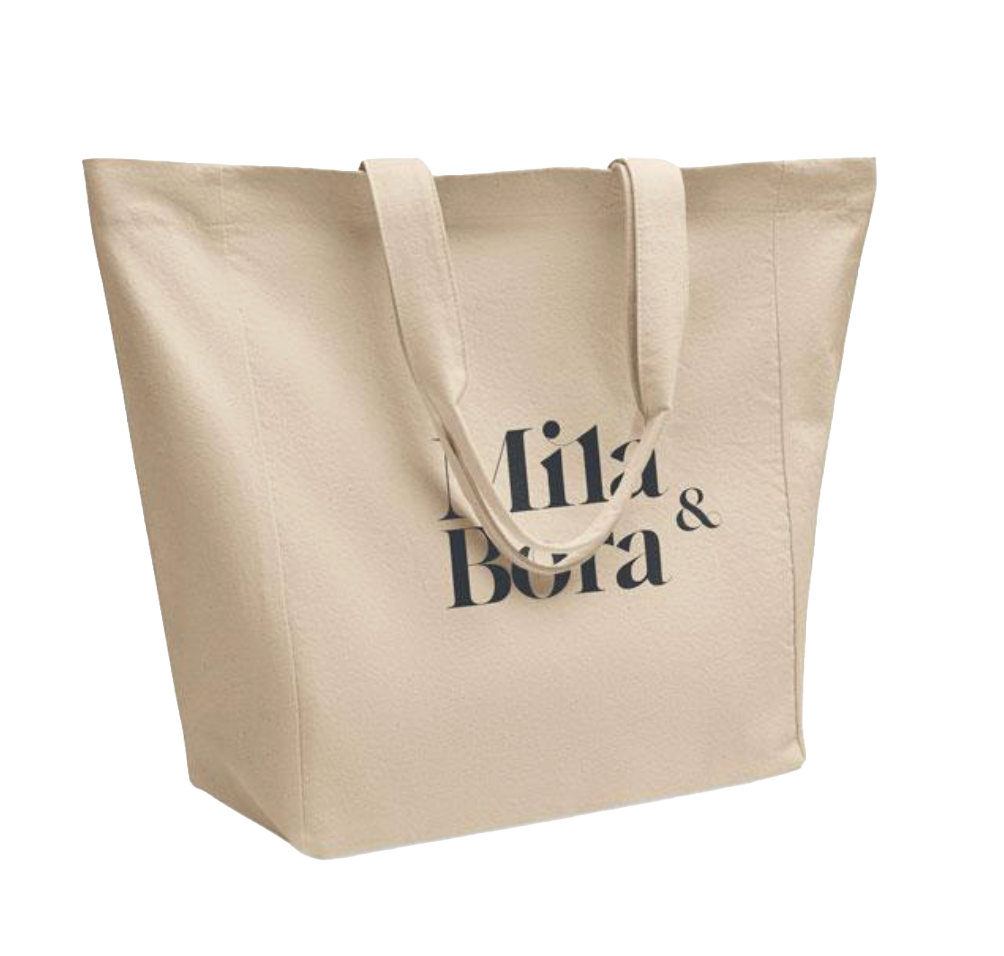 Pur-ostoskassi lyhyillä kahvoilla puuvillasta 220 gr/m²