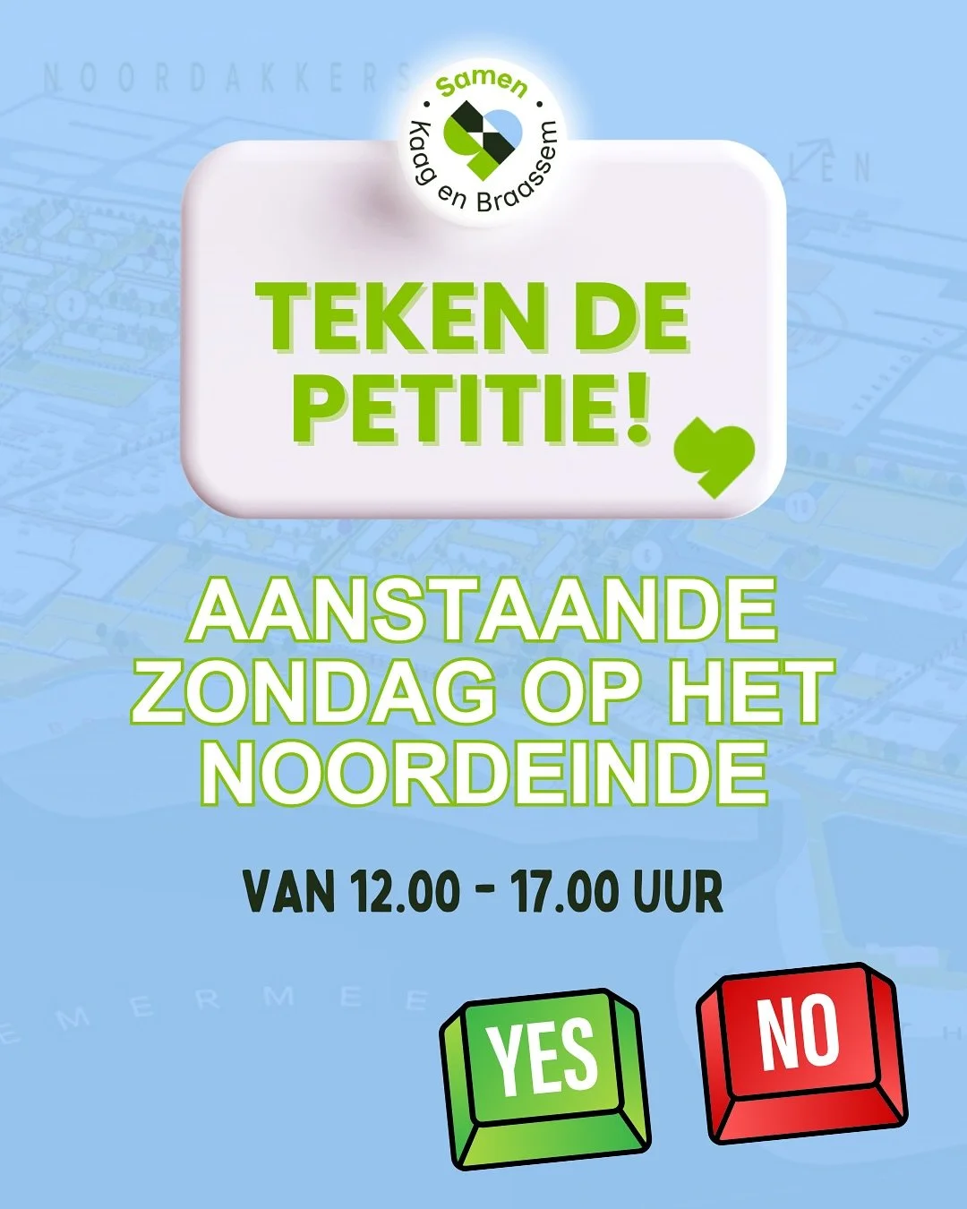We zien je zondag! 

Vanaf 12.00 uur staan Ton en Rob op het Noordeinde. Dan kan je de petitie tekenen ✍️

❌ Als je tegen de 400 extra huizen bent, die gepland staan voor het project Braassemerland. 

✔️ Als je v&oacute;&oacute;r het behoud van het m