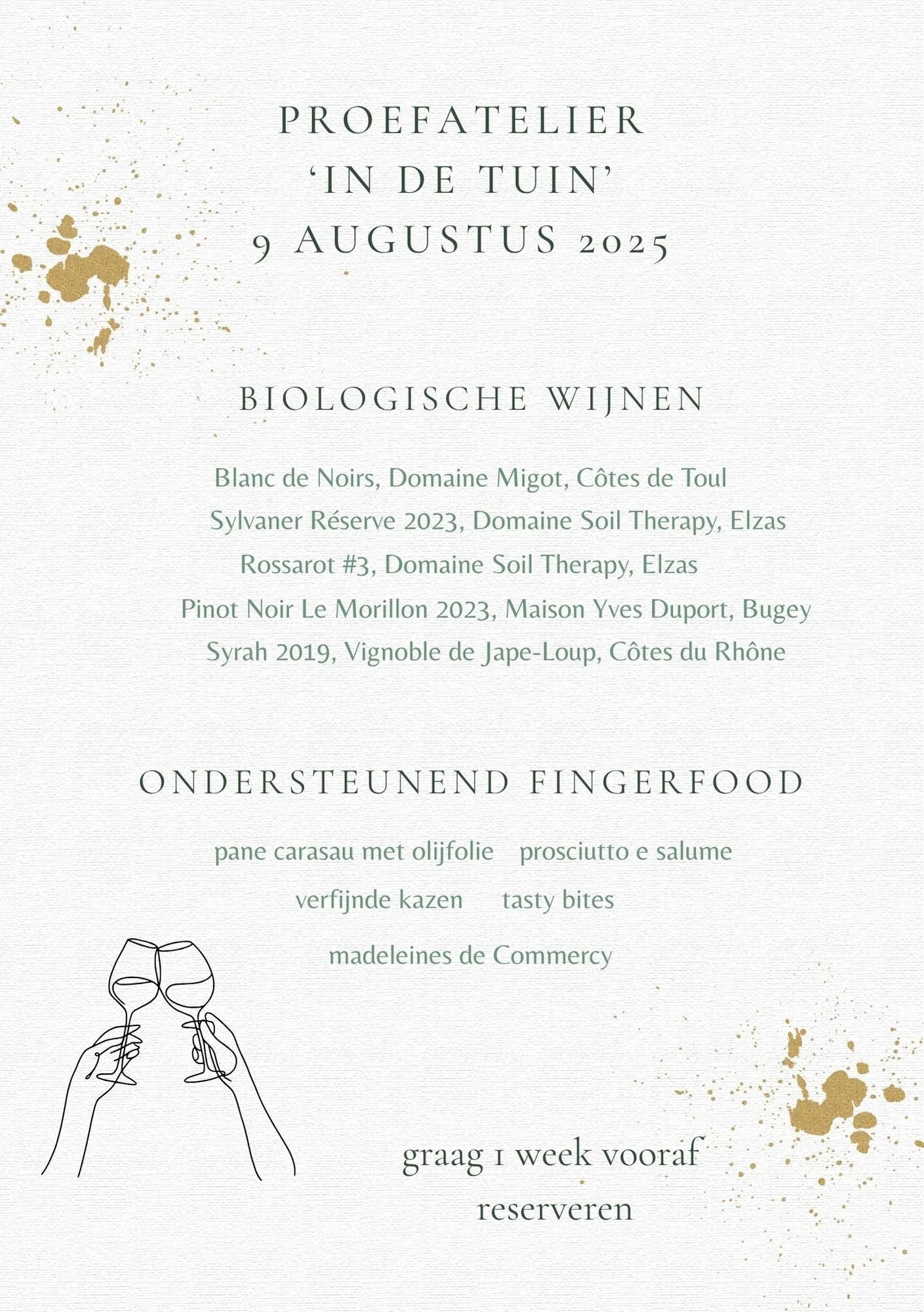 Proefatelier 'In de tuin' zaterdag 9 augustus