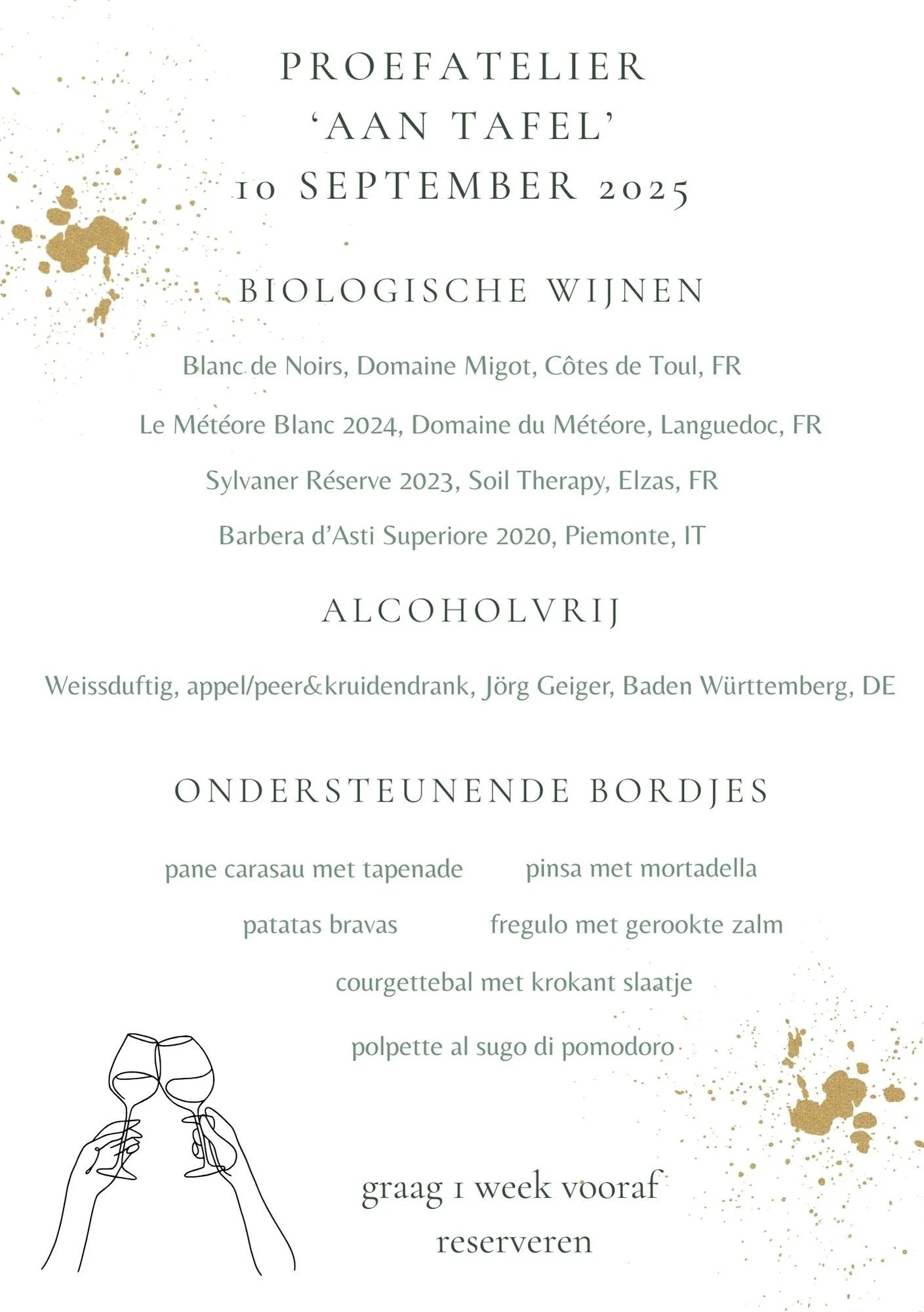 Proefatelier 'Aan Tafel' woensdag 10 september 2025
