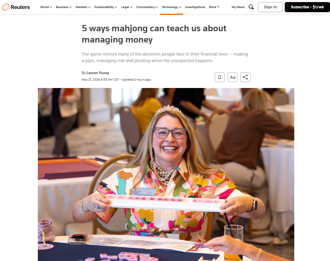 Reuters Article: 5 ways mahjong can teach us about managing money