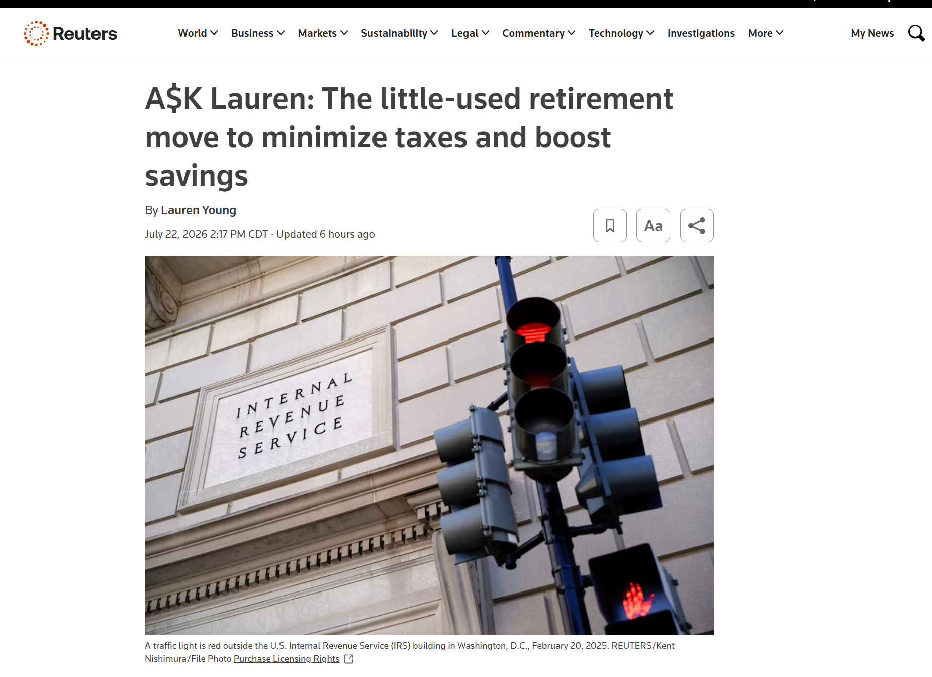 July 2026 Reuters: A$K Lauren Q. I'm past the limit for putting money into my traditional Individual Retirement Arrangement (IRA), so I am considering moving what is there into my employer’s 401(k) to get to a zero balance and potentially make clean 