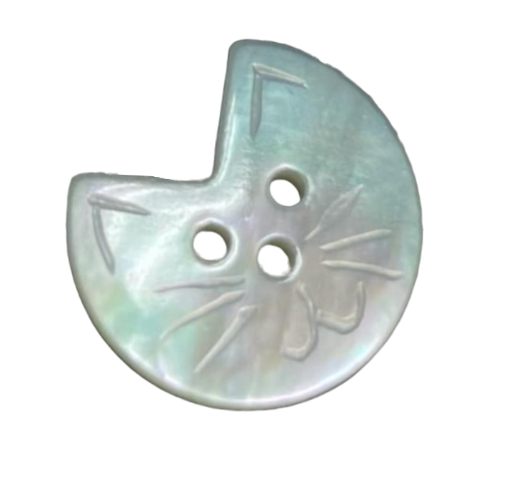 3hole+ engraving-cat shape-White MOP