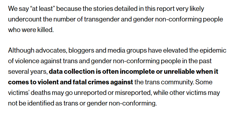  screenshot from the 2023 TDOR report by HRC 