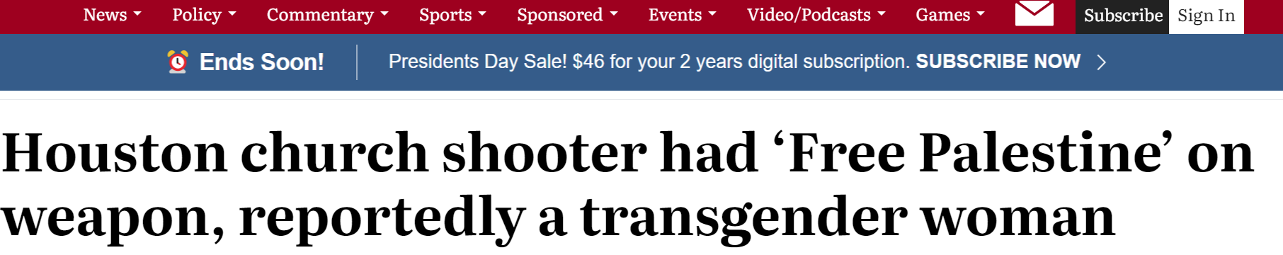  screenshot from the Washington Times 