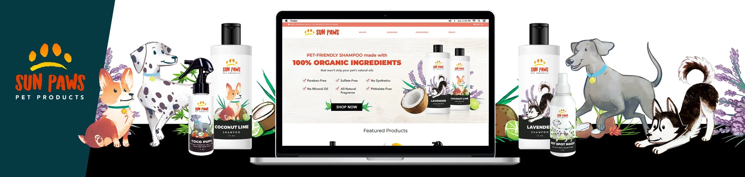 Sun Paws Branding, Web, & Illustration