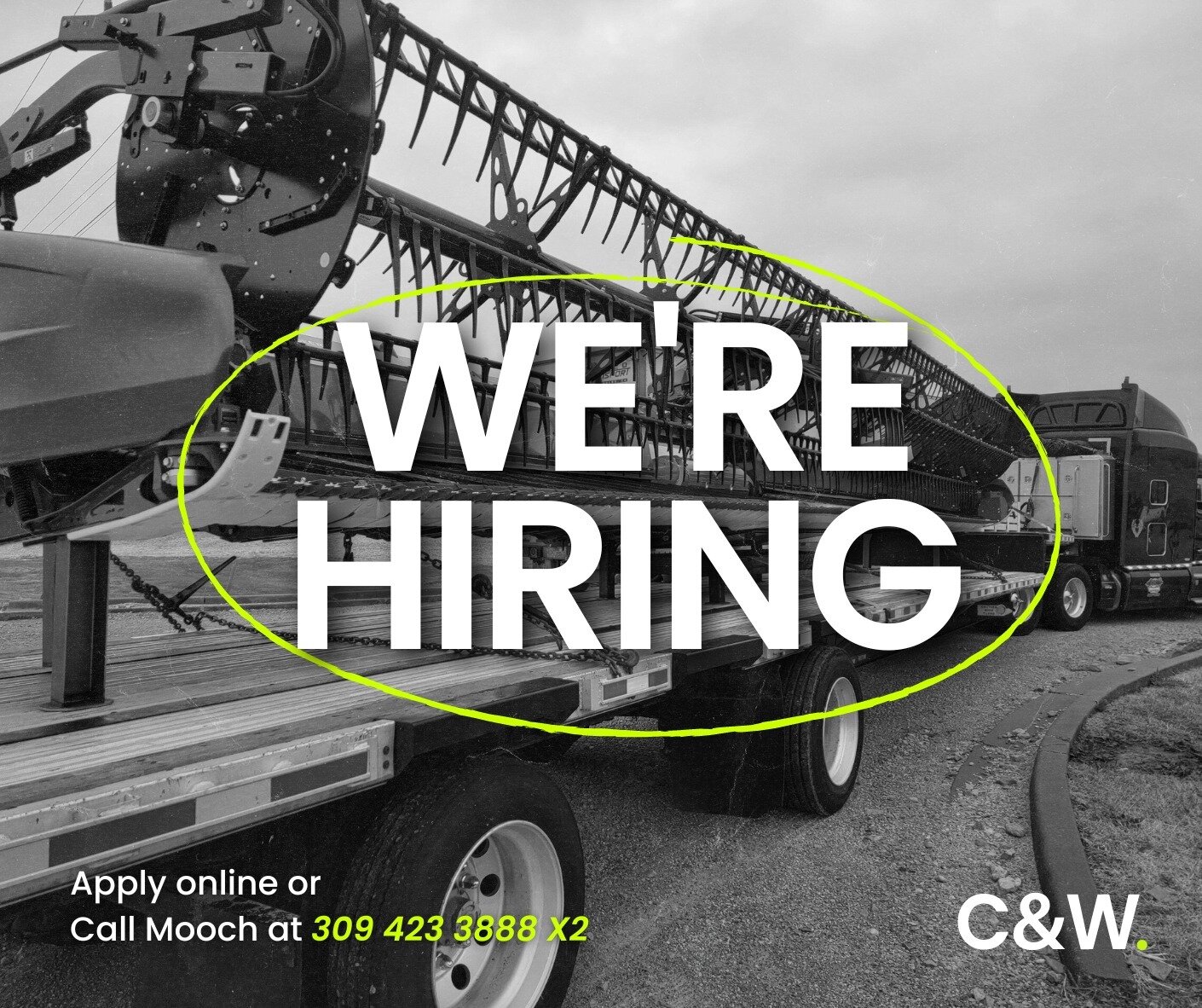 Machinery and Equipment Drivers Wanted! ⁠
 ⁠
C&amp;W is looking to hire quality Company, Owner Operator and Lease Purchase Drivers to join our ever-growing team of top-notch drivers. We are now offering consistent lanes and home time throughout the I