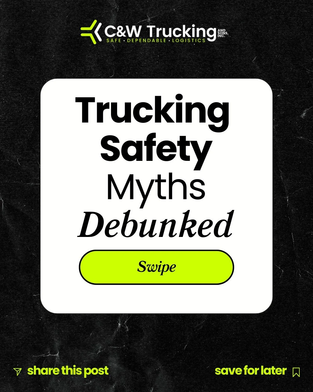 π Separating trucking safety facts from fiction! Swipe to discover why HOS regulations prevent accidents, how technology saves lives, and what the data really says about pre-trip inspections and weather conditions. #truckingsafety