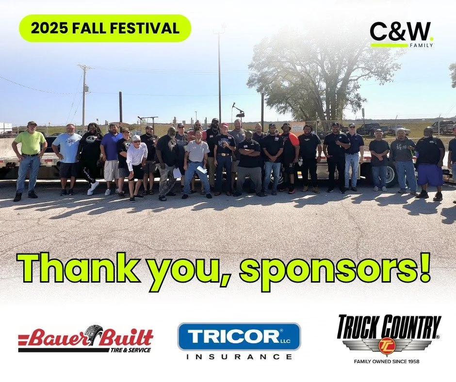 ⭐ Our 2025 Fall Festival would not be possible without the generous contributions and donations from sponsors! Thank you Bauer Built, Tricor, and Truck Country for helping us put on an amazing event to show our appreciation for our drivers!
