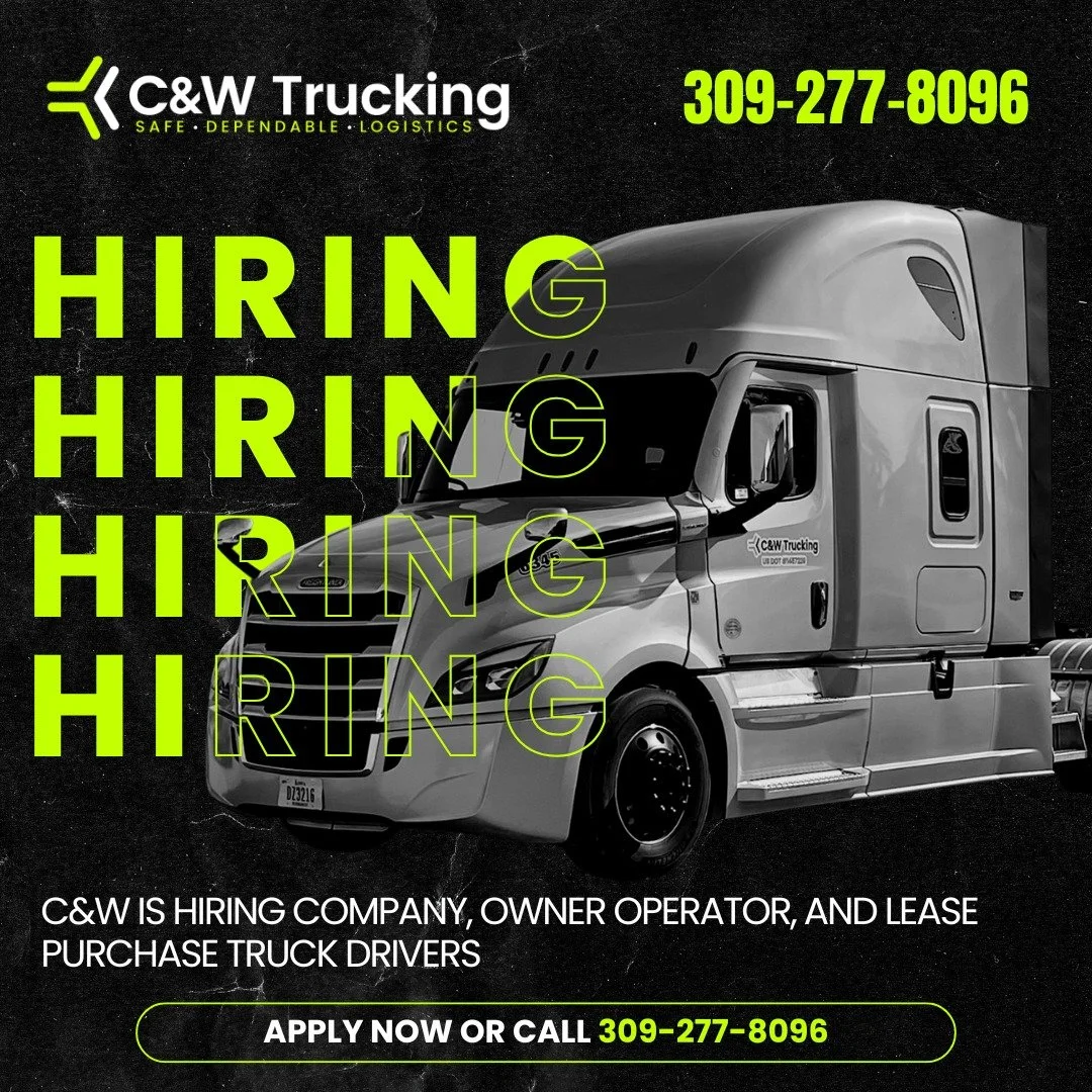C&amp;W is hiring CDL-A drivers across the United States!
👉 Apply at the link in our bio
📞 Or call 309-277-8096 for details

✅ Competitive pay packages
✅ Consistent lanes and steady miles
✅ Benefits available (medical, dental, vision, 401k with com