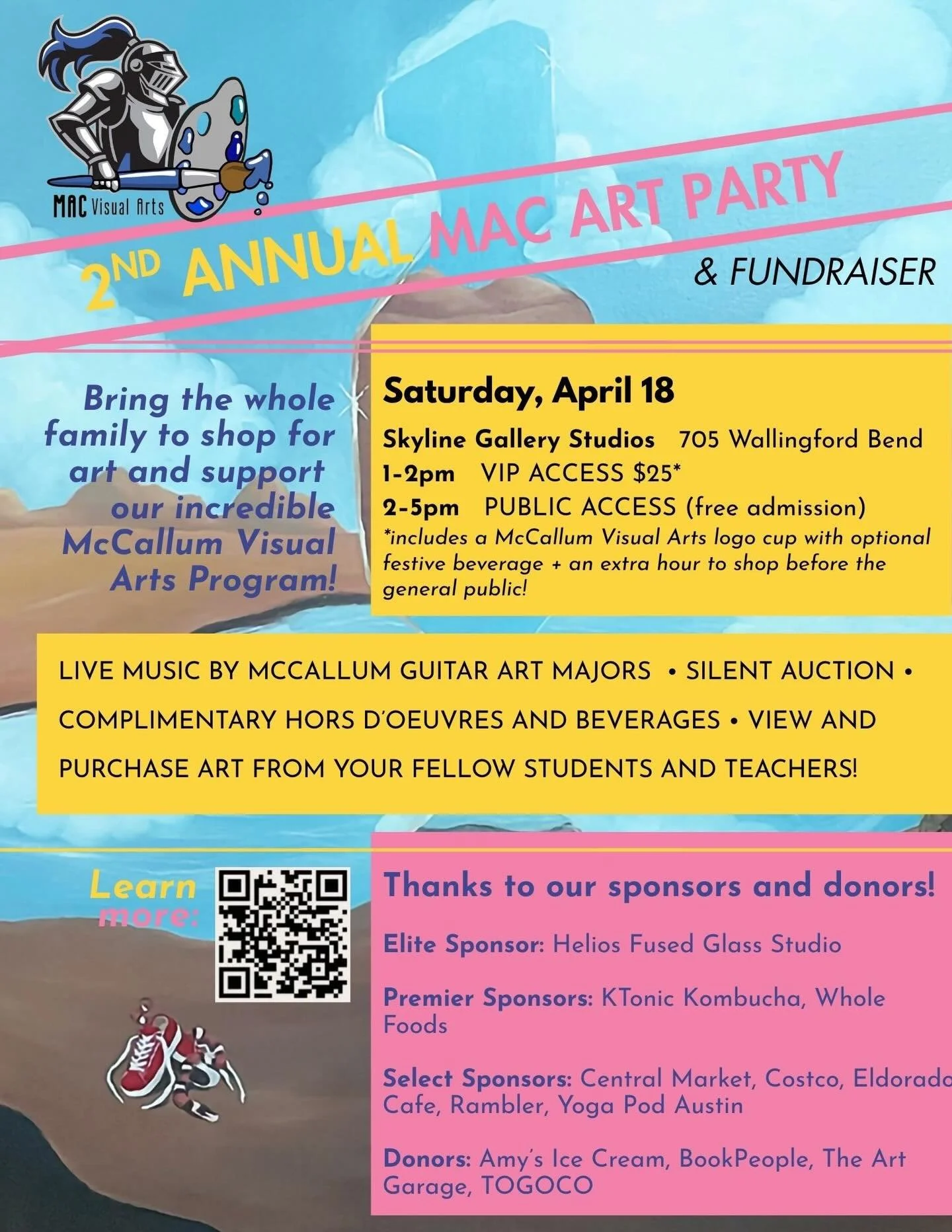Art Party tomorrow, Saturday April 18th!  Get ready to browse and shop! Enjoy live music performances by our very own McCallum guitar students!  There will be parking behind the studio if you aren&rsquo;t able to find parking in front.
See you all th