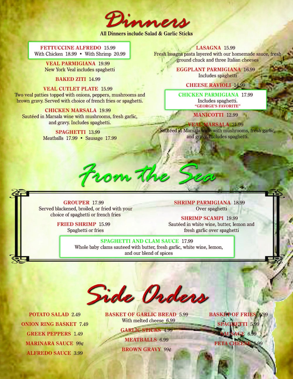 Menu luigi s pizza