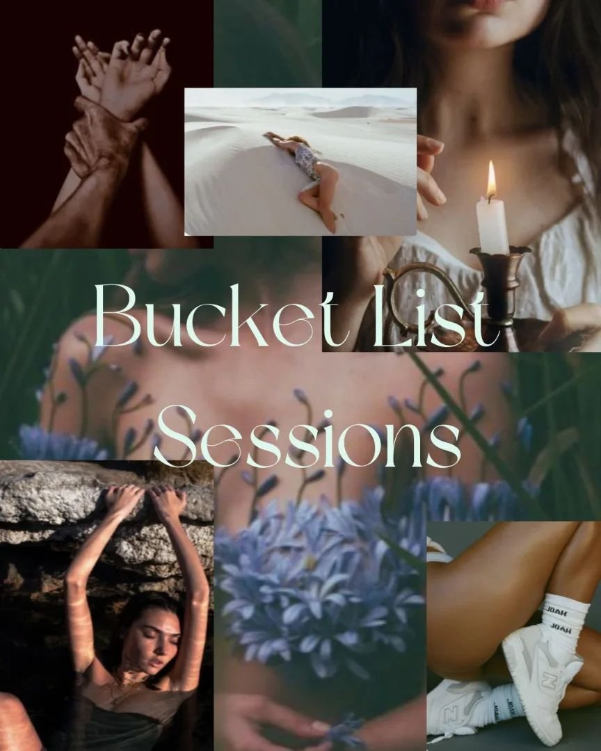 MY NEW BUCKET LIST SESSIONS ARE LIVE 🤩

I am so excited for these! 
Like last time all sessions require a $99 booking fee. And bucket list sessions vary from $500-$1000 depending on which you choose or if you want hair and makeup! 

Bucket list sess