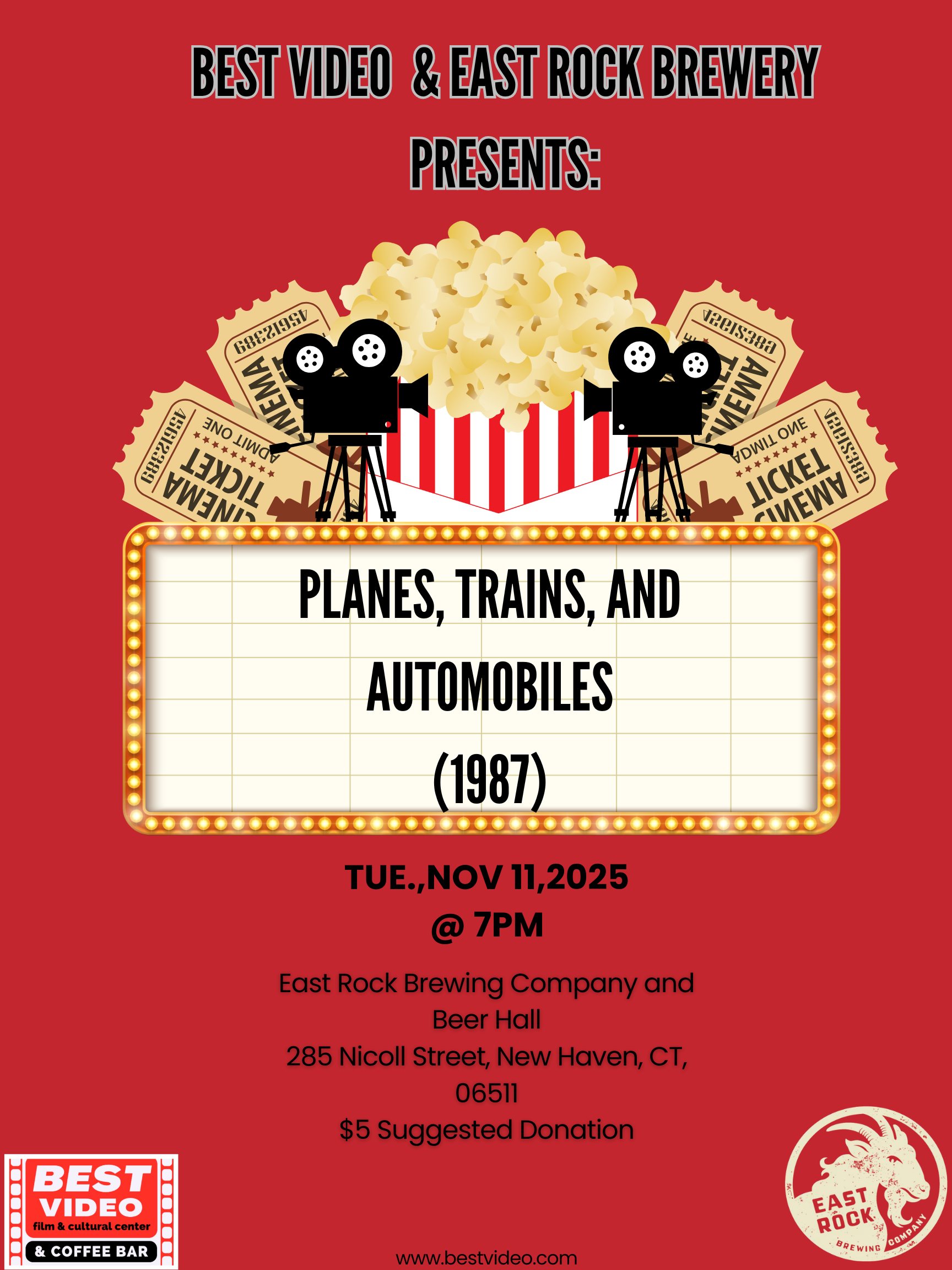 Screening at East Rock Brewery: PLANES, TRAINS, &amp; AUTOMOBILES (1987/R/1h33m)