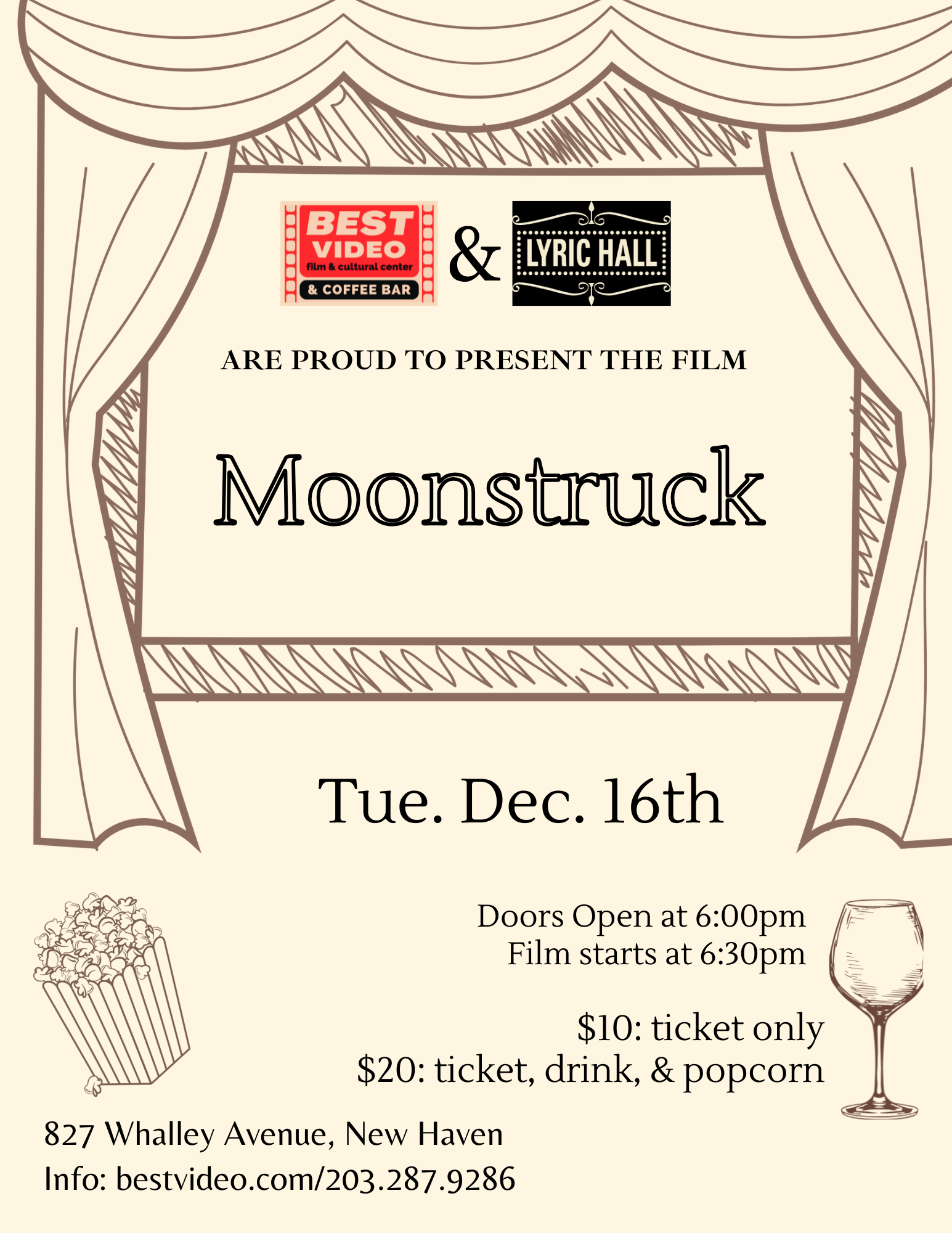 Screening at Lyric Hall: Moonstruck(1987/PG/1h42m)