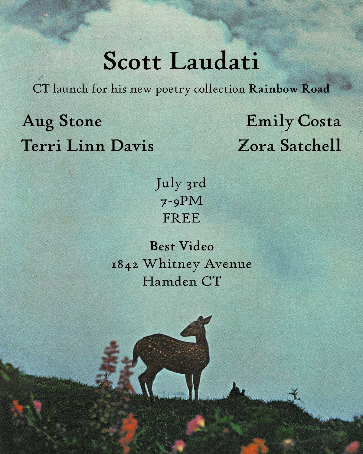 Connecticut Book Launch for Scott Laudati’s Rainbow Road featuring Scott Laudati, Emily Costa, Terri Linn Davis, Zora Satchell, &amp; Aug Stone