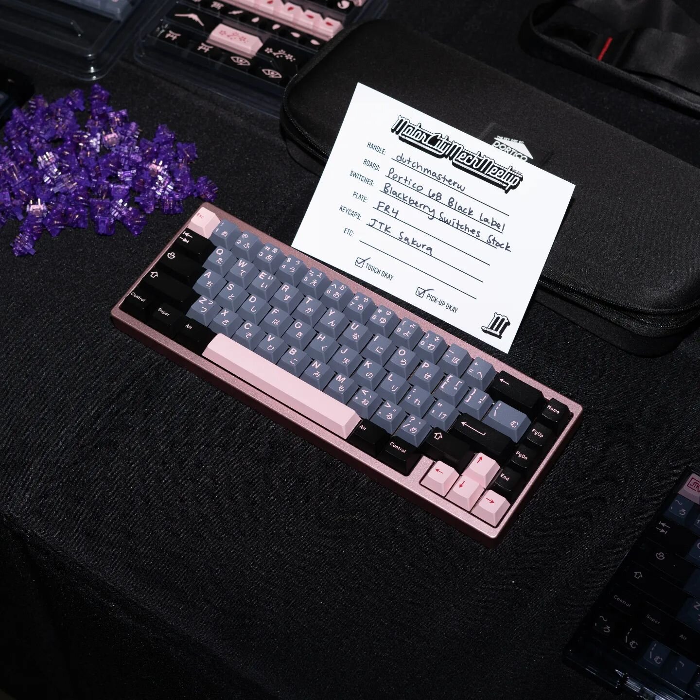 🌸 From another one of our special guests, @dutchmasterw showed off this very clean @thekey.company portico black label with JTK sakura.

Go give Dutch a follow!!

📸@captain.sterling 

.
.
.
.
.
.
.
.
#motorcitymechmeetup2022 #notorcity #keyboard #k