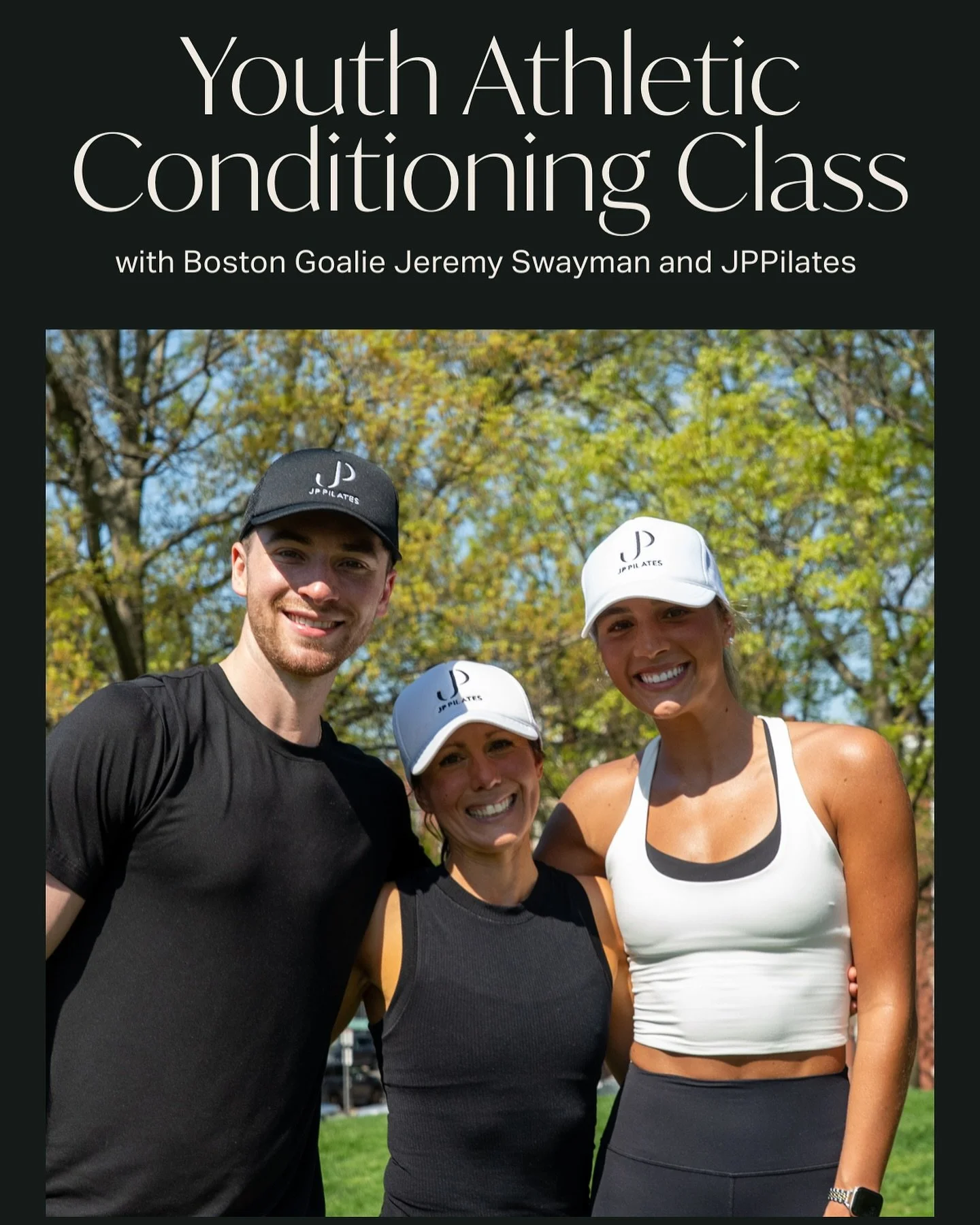 I am so excited to be teaming up with Boston goalie Jeremy Swayman to bring you an exclusive outdoor workout designed for youth athletes. Our  unique class will blend high-performance athletic training with mindful movement to help young athletes bui
