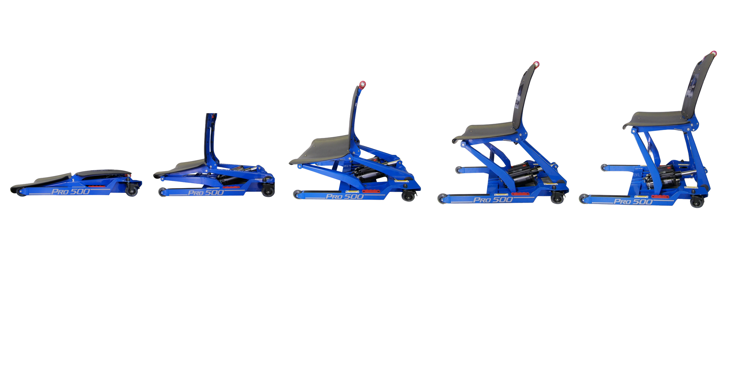 Inva-Lift Pro 500 lift sequence showing step by step fall recovery from floor to seated position without manual lifting