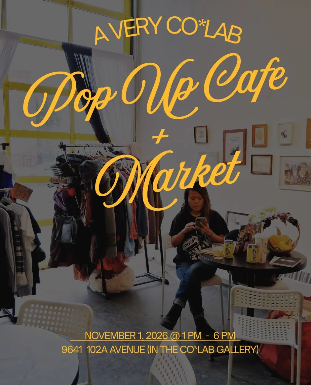 Save the date!

Please!

We are having A Very CO*LAB Pop-Up Cafe + Market
on November 1st at 1PM - 6 PM. 

We&rsquo;ll have snacks, dranks, and goods made by local artisans. 

Visit + love us!🫶🏿

@4b.harm.reduction will also be in the HAUS! 

More 
