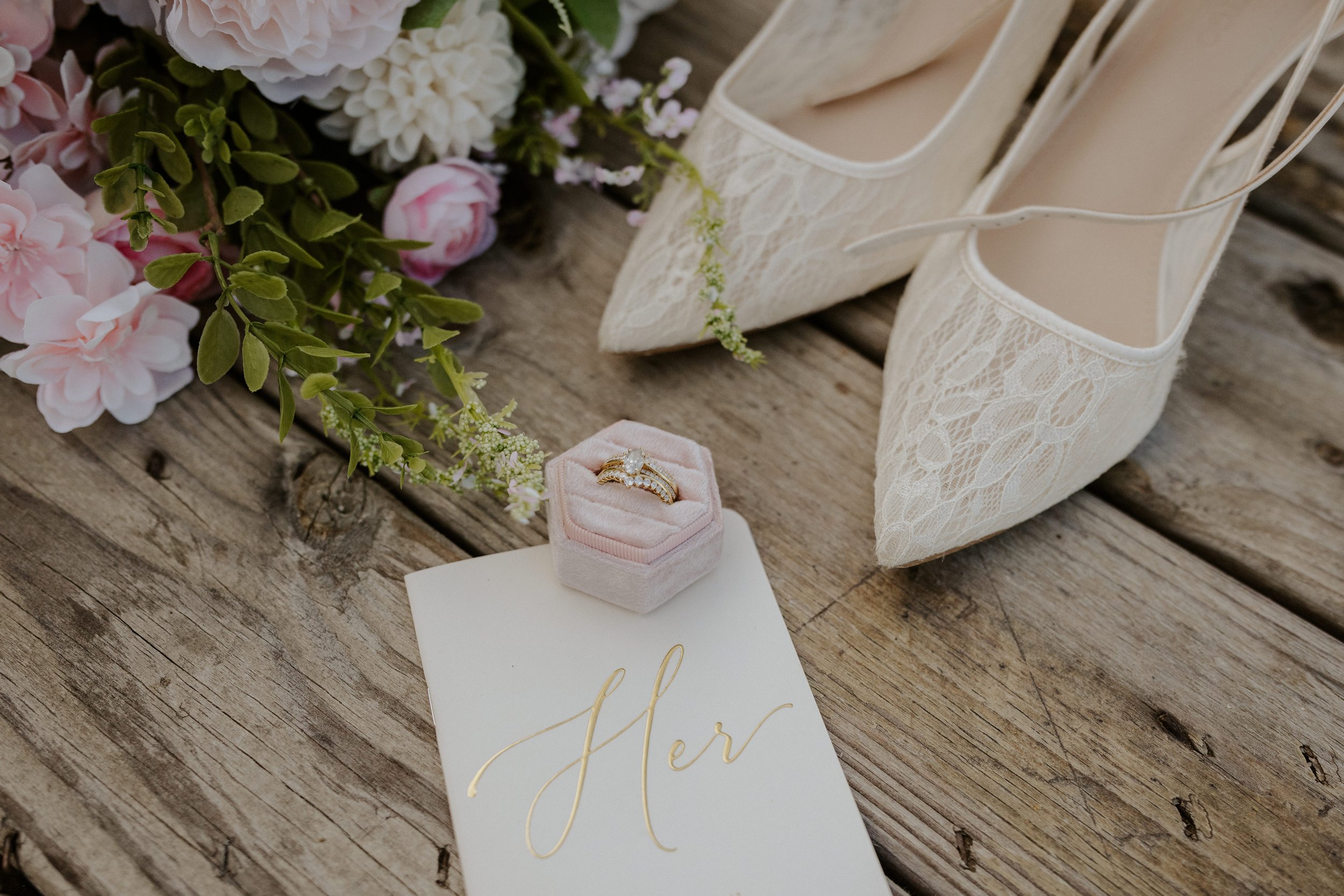 flat lay image of bridal details
