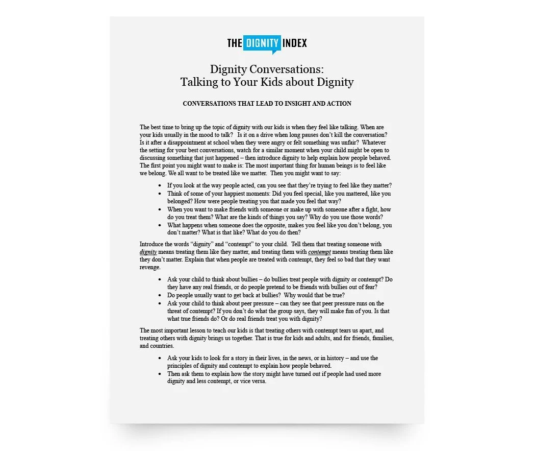 Dignity conversations: talking to your kids about dignity resource
