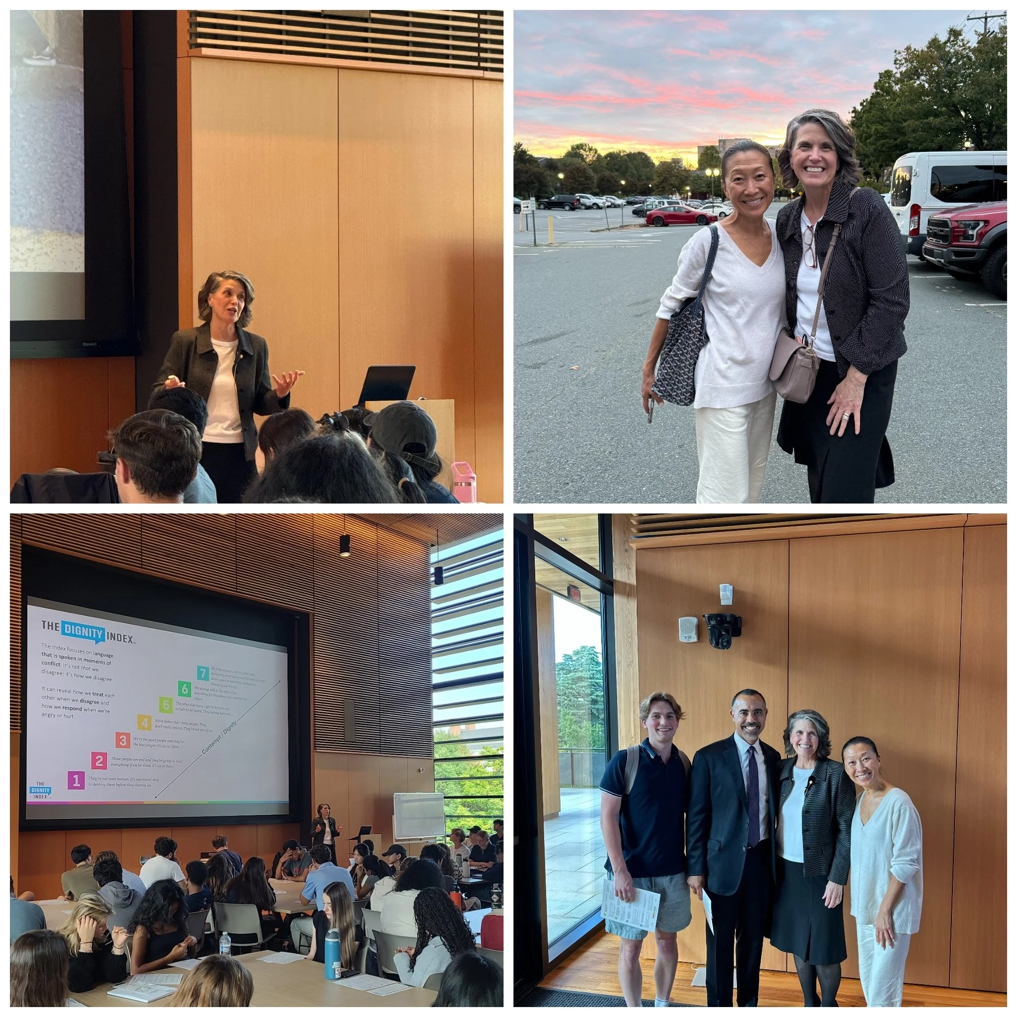 Tami presenting with Chi Kim and meeting with Dean Ian Solomon from UVA's Batten School of Public Policy.