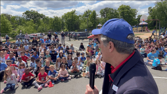 Tim with students at Bush Hill