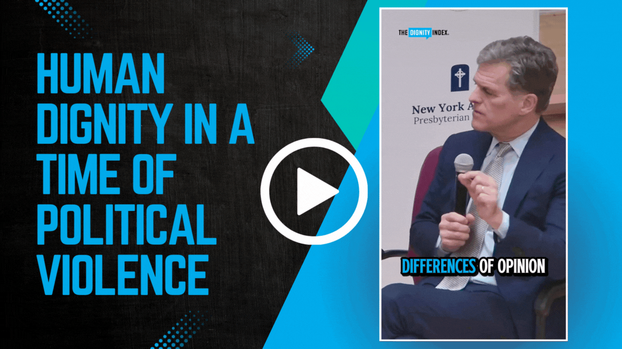 Tim Shriver discussing human dignity in a time of political violence