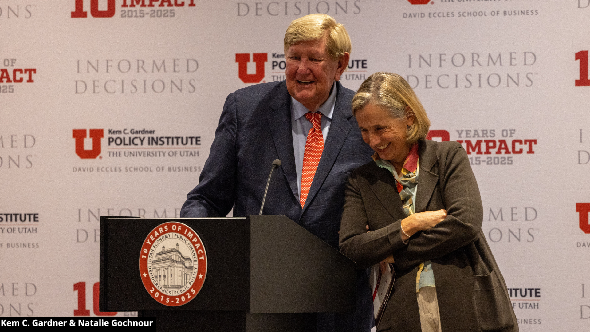 Kem Gardner and Natalie Gochnour at the Kem C. Gardner Policy Institute