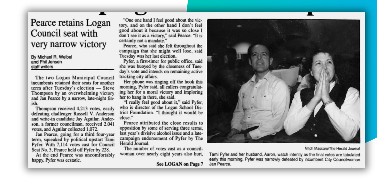 News clipping with totle "Pearce retains Logan Council seat with very narrow victory"