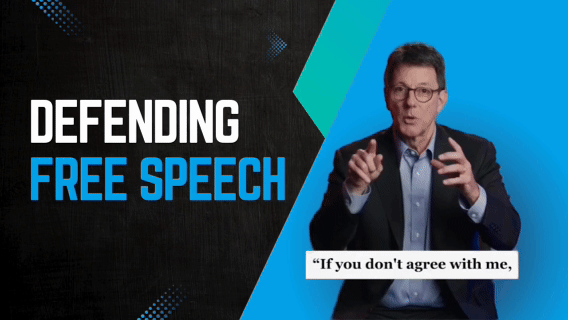 Tom Rosshirt discussing defending free speech