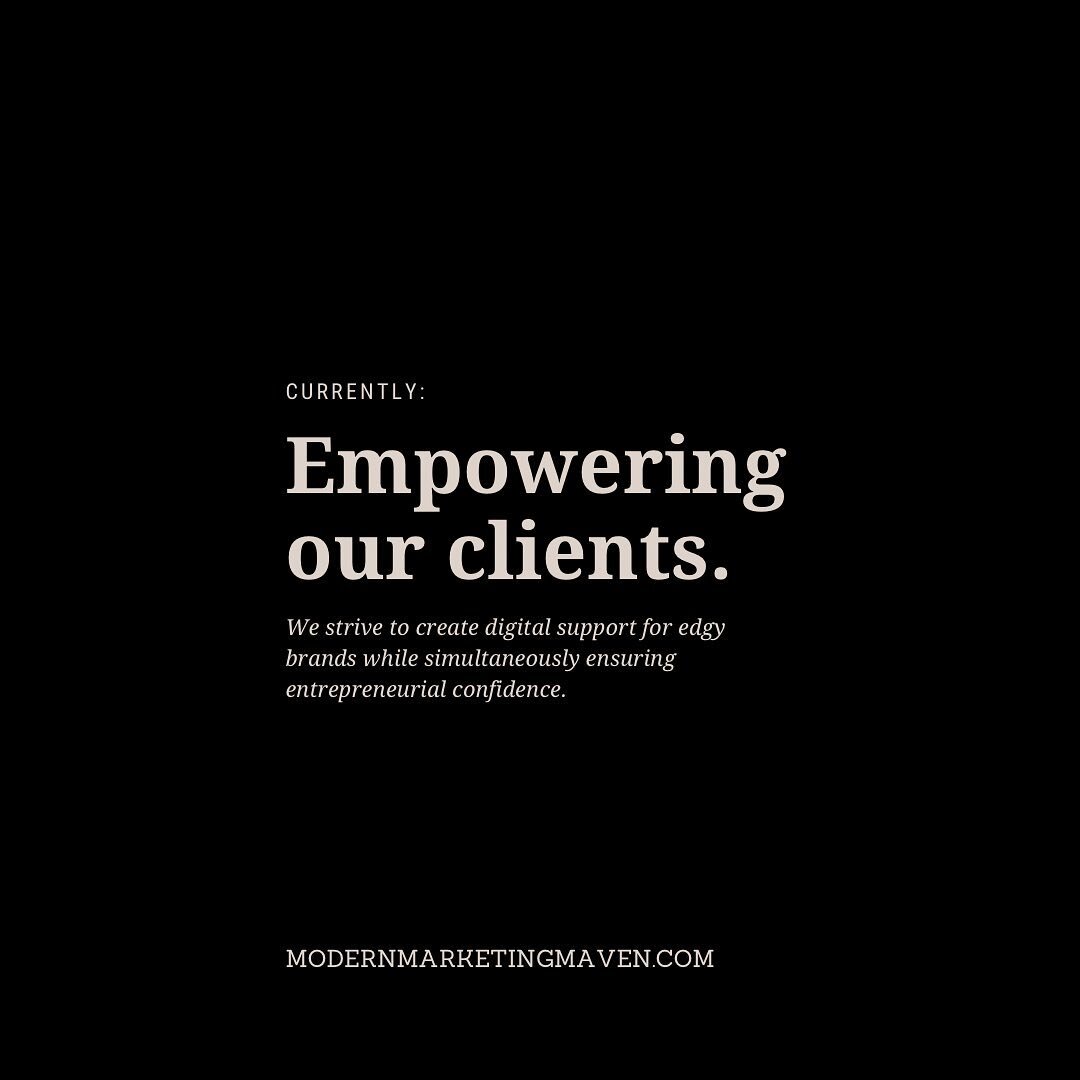 CURRENTLY ✨

Empowering our clients!

We strive to create digital support for edgy brands while simultaneously ensuring entrepreneurial confidence.

Curious about what that looks like in 2023?! Let&rsquo;s chat! 💭