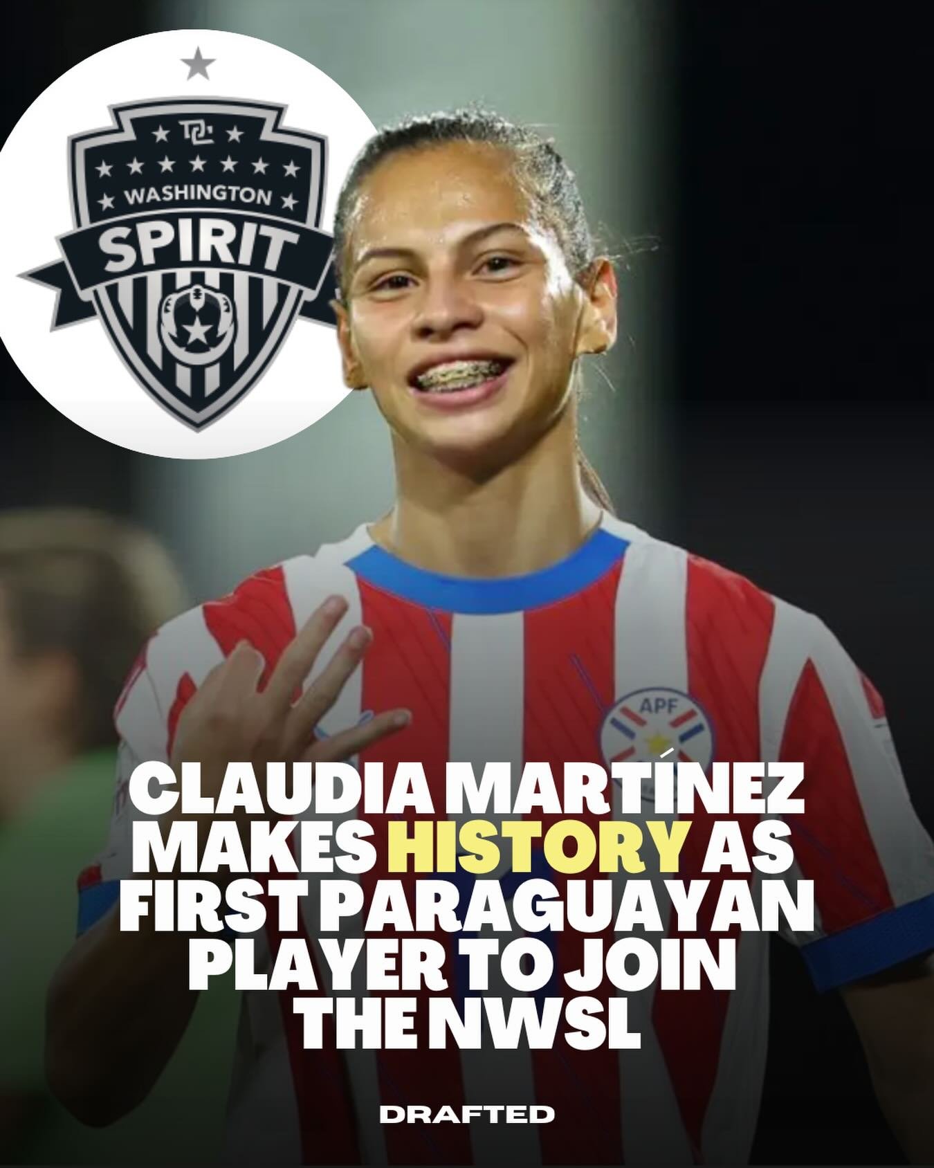 A major first for Paraguay! 🇵🇾 Claudia Mart&iacute;nez is making history.

At just 18, the Paraguayan forward becomes the first player from Paraguay to sign in the NWSL, joining the Washington Spirit in a deal reported at $950,000, one of the highe
