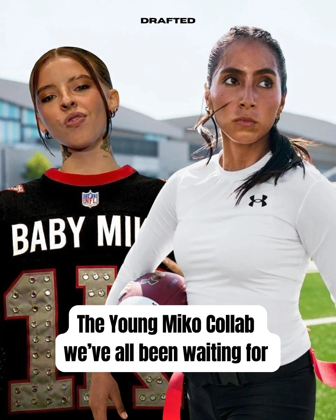 2026 knew we needed this link up 🇲🇽🔗🇵🇷

Diana Flores and Young Miko bringing Latina power to the NFL Celebrity Flag Football stage! We love to see it! 🏈🥰