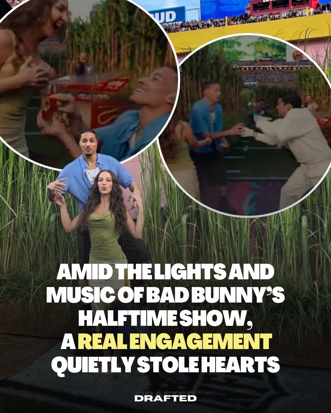 So not only was the wedding real, but so was the engagement?! 🥹🫶

Victor Dimaren and Emma Eldridge got engaged during the Super Bowl halftime show, and they weren&rsquo;t just spectators &mdash; they helped hold the flags and became part of this un