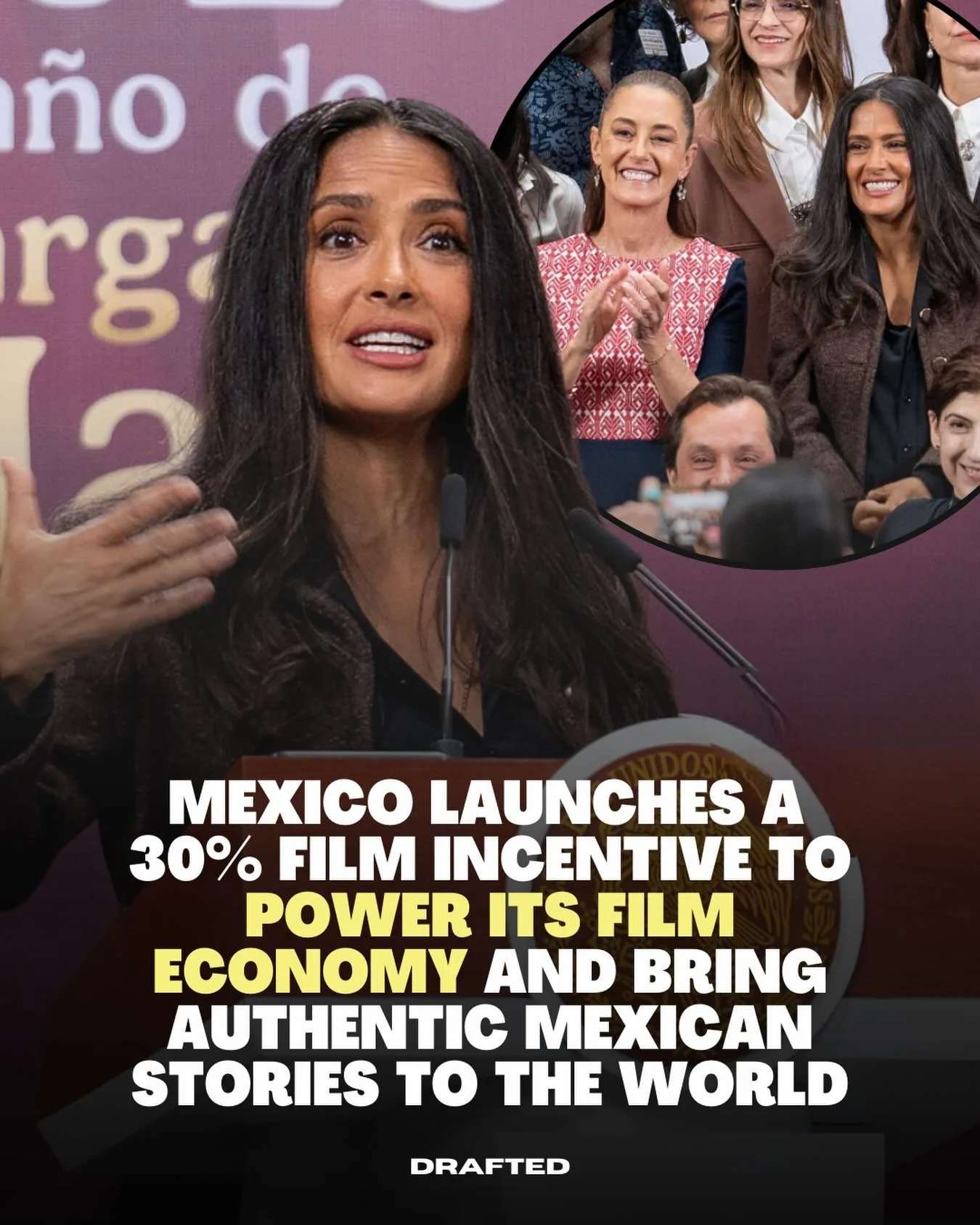 President Claudia Sheinbaum launched a comprehensive national cinema plan at the Palacio Nacional, anchored by a 30% tax incentive on production spending within Mexican territory, with a hard requirement that at least 70% of that spending go to Mexic