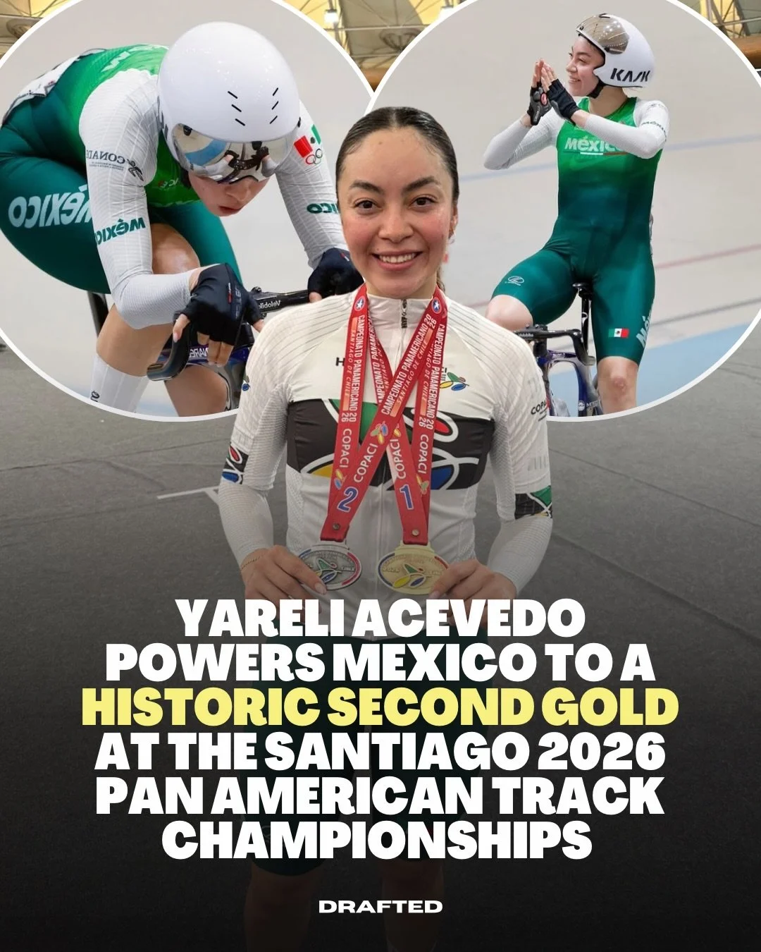 Mexico strikes gold again 🇲🇽🥇

Yareli Acevedo wins the elimination race at the Santiago 2026 Pan American Track Championships, securing the nation&rsquo;s second gold medal after the women&rsquo;s team sprint victory.

A historic day for Mexican c