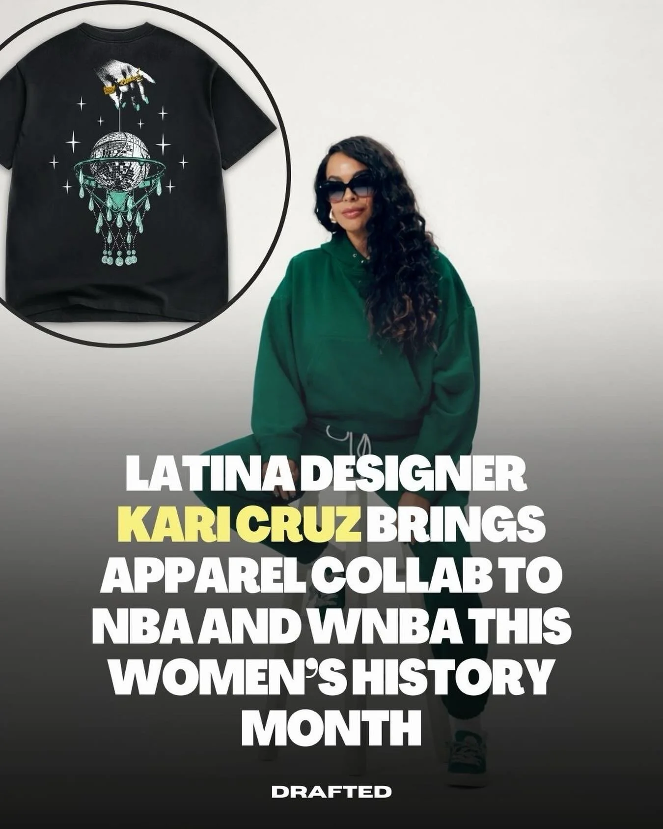Latina designer Kari Cruz, a New York&ndash;born creative director with Dominican roots, brings her work to both the Brooklyn Nets and New York Liberty for Women&rsquo;s History Month.

Raised in a family of women rooted in craft, design, and self-ex